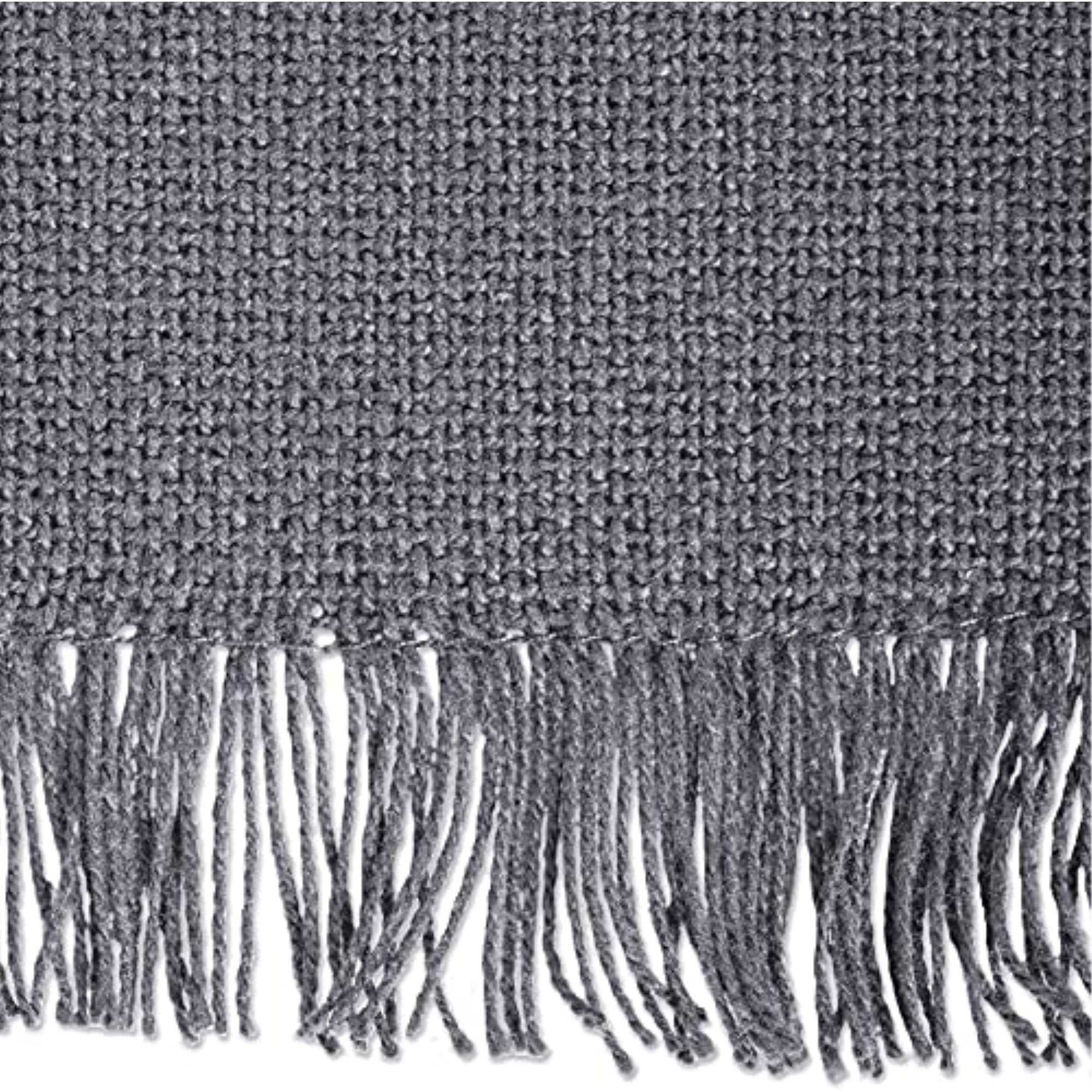 DII Solid Gray Heavyweight Fringed Table Runner 14x108