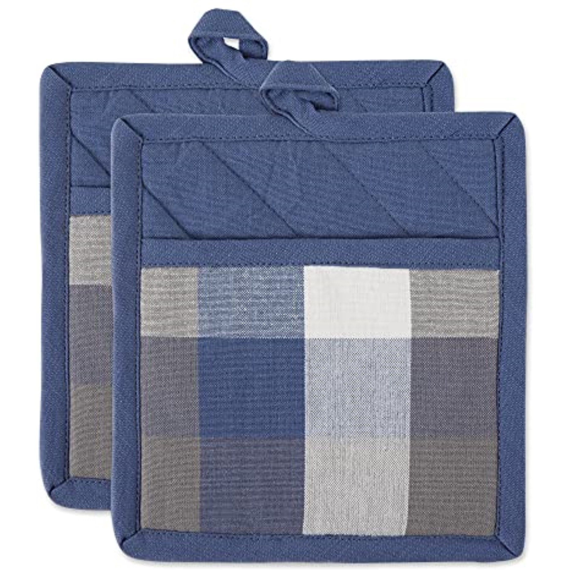 DII French Blue Tri Color Check Dishtowel (Set of 3)