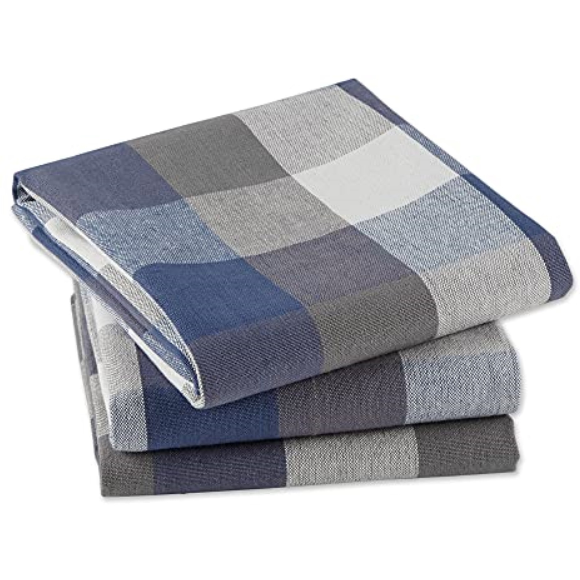 DII French Blue Tri Color Check Dishtowel (Set of 3)