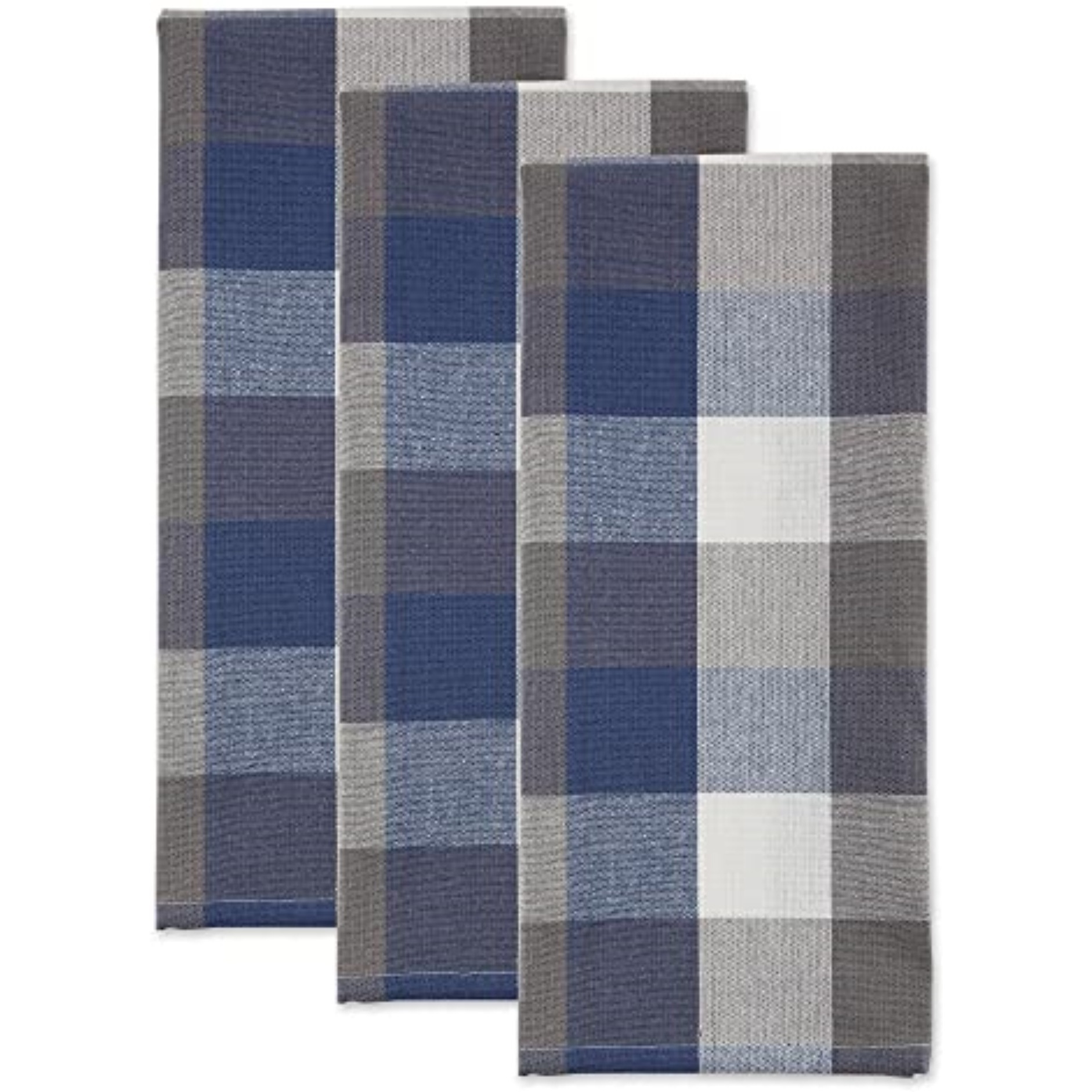 DII French Blue Tri Color Check Dishtowel (Set of 3)
