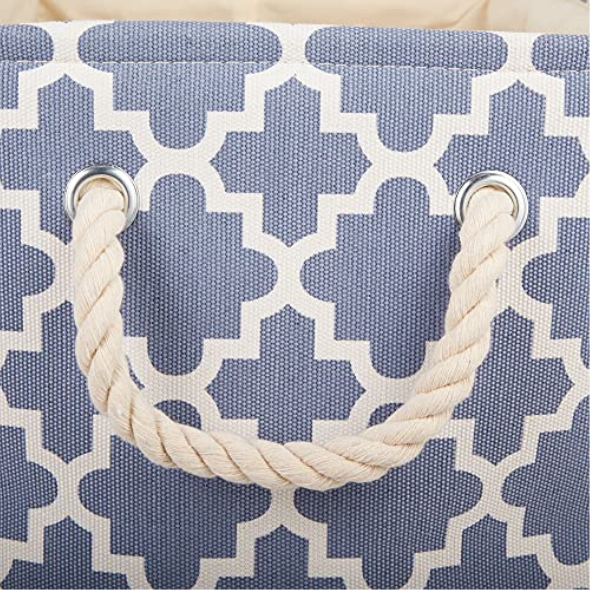 DII Polyester Bin Lattice Stonewash Blue Rectangle Large