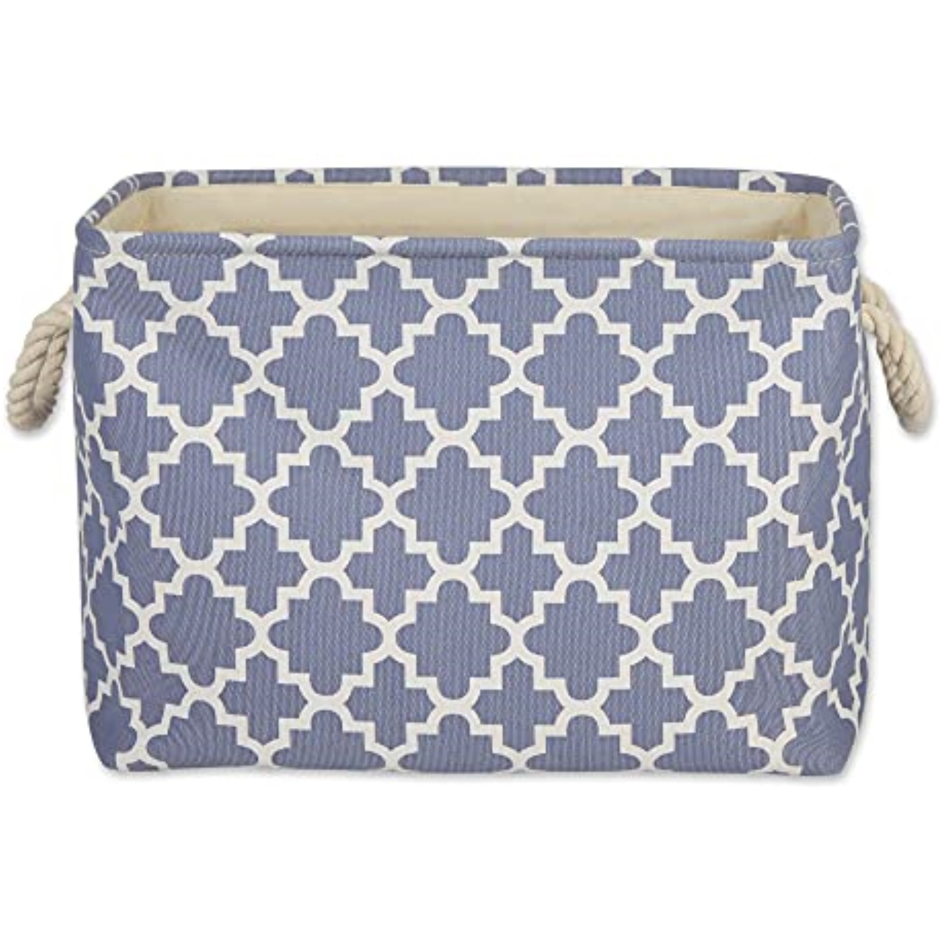 DII Polyester Bin Lattice Stonewash Blue Rectangle Large