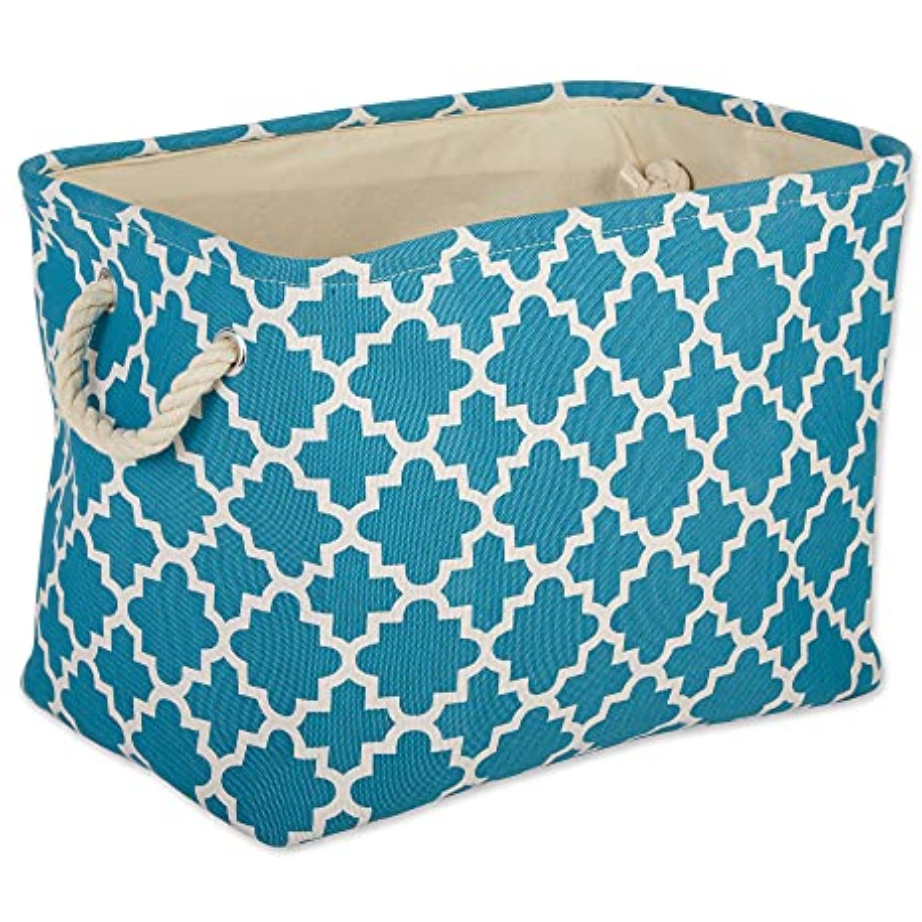 DII Polyester Bin Lattice Storm Blue Rectangle Medium