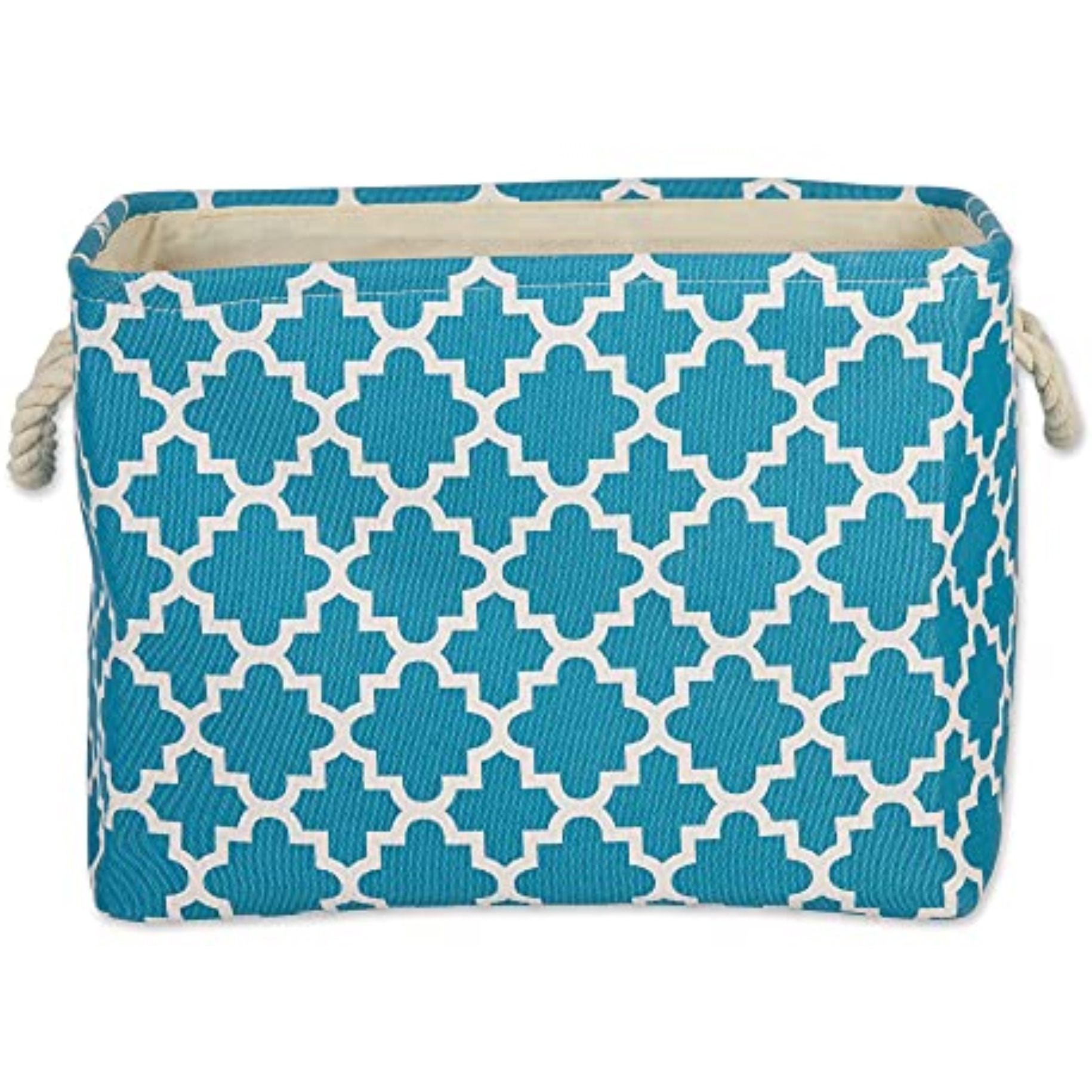 DII Polyester Bin Lattice Storm Blue Rectangle Medium