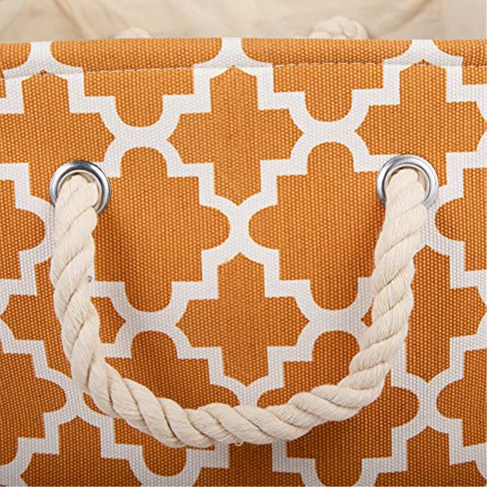 DII Polyester Bin Lattice Pumpkin Spice Rectangle Large