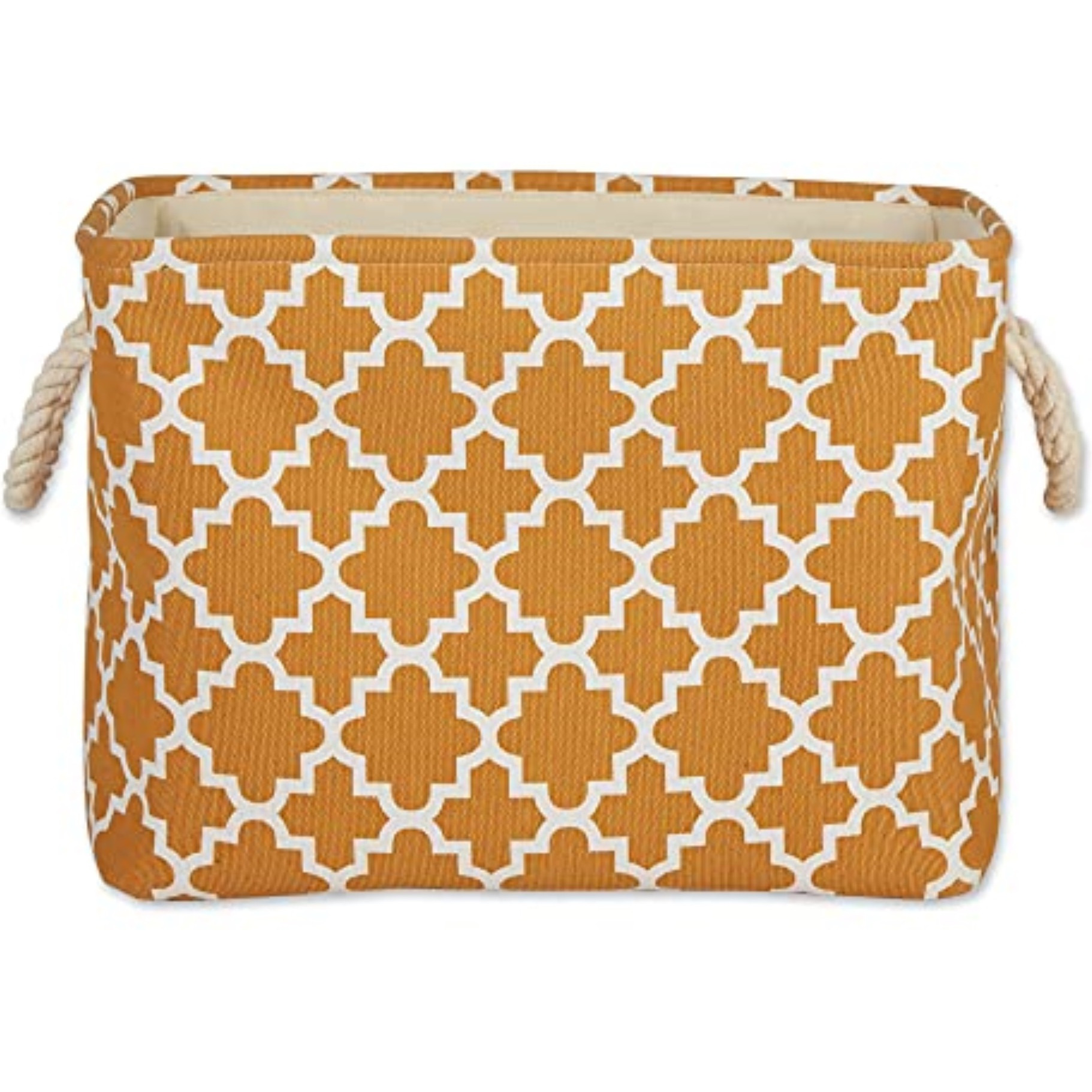 DII Polyester Bin Lattice Pumpkin Spice Rectangle Large
