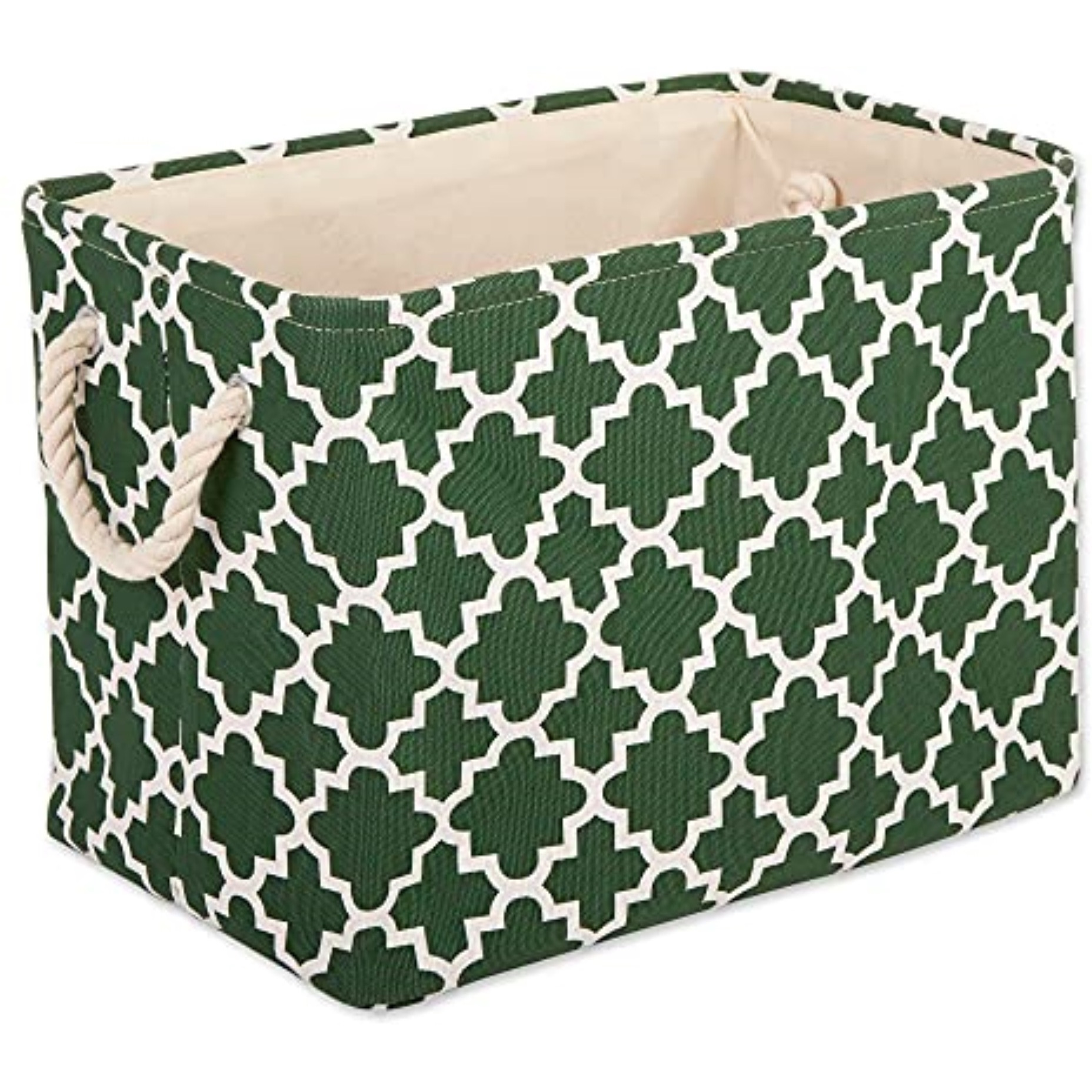DII Polyester Bin Lattice Hunter Green Rectangle Small