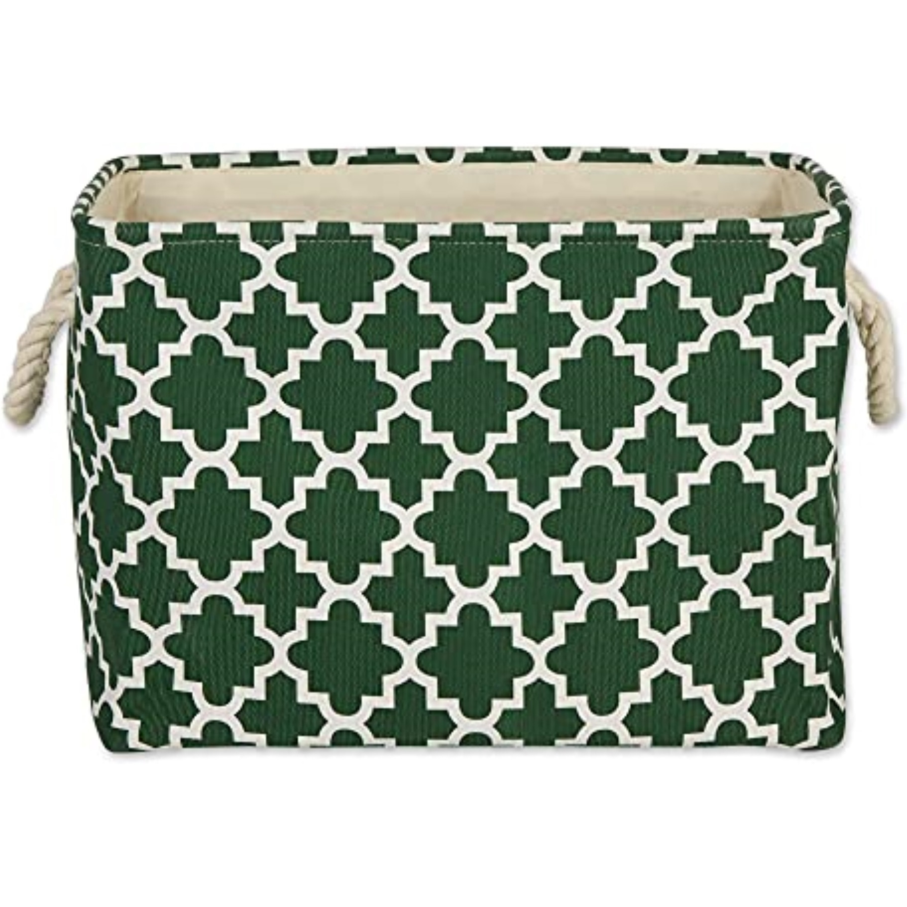 DII Polyester Bin Lattice Hunter Green Rectangle Small