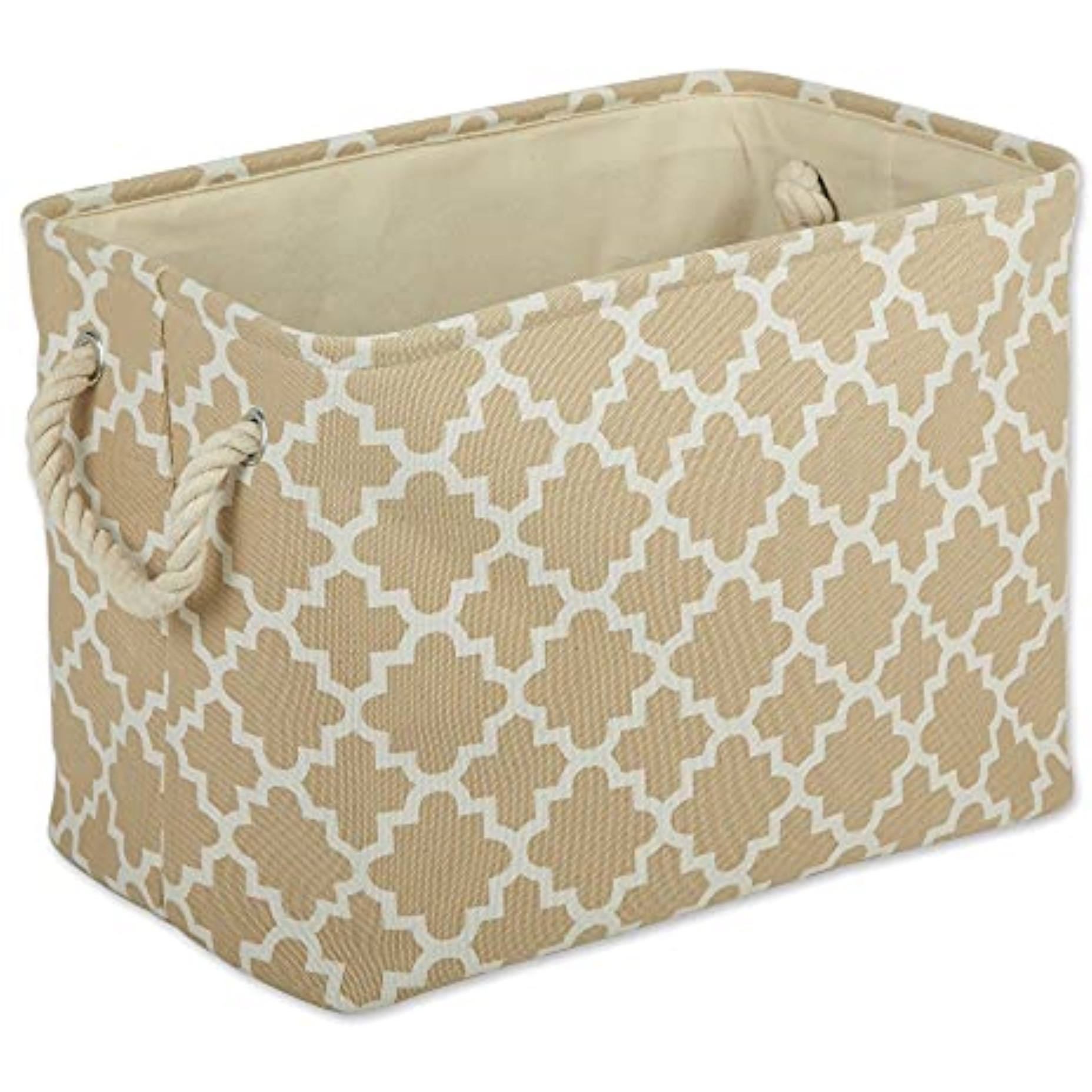 DII Polyester Bin Lattice Vintage Linen Rectangle Large