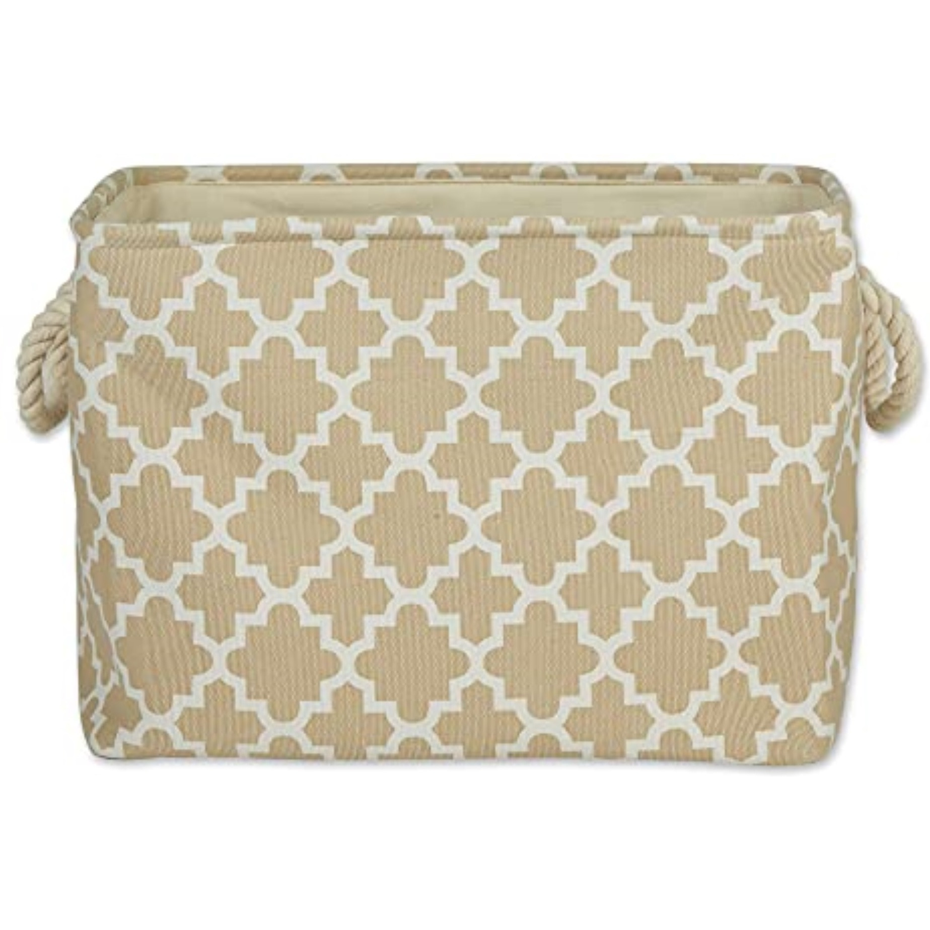 DII Polyester Bin Lattice Vintage Linen Rectangle Large
