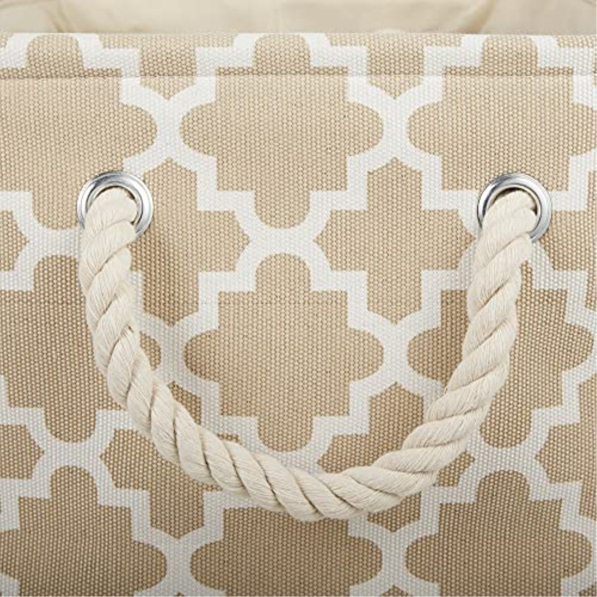 DII Polyester Bin Lattice Vintage Linen Rectangle Medium