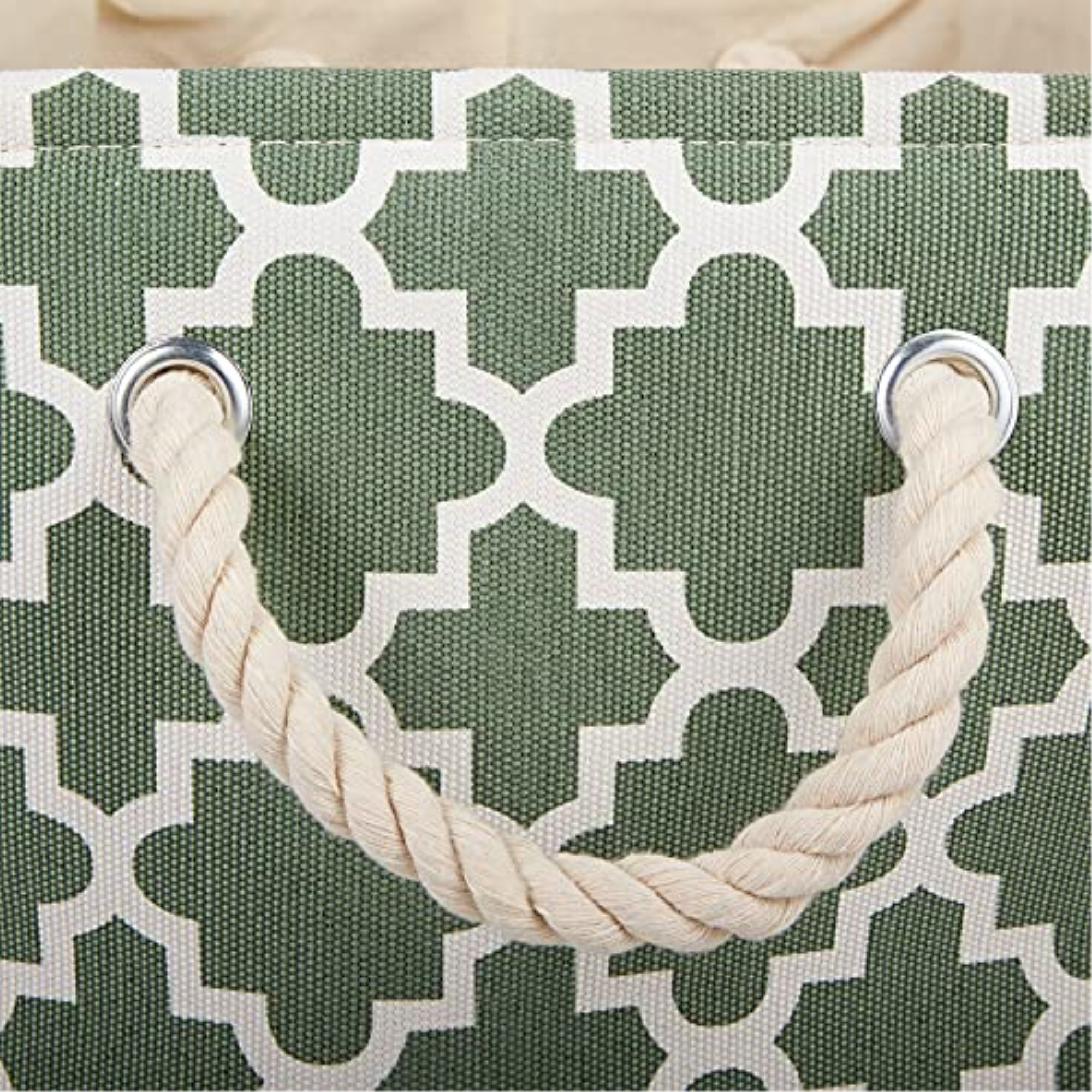 DII Polyester Bin Lattice Artichoke Green Rectangle Large