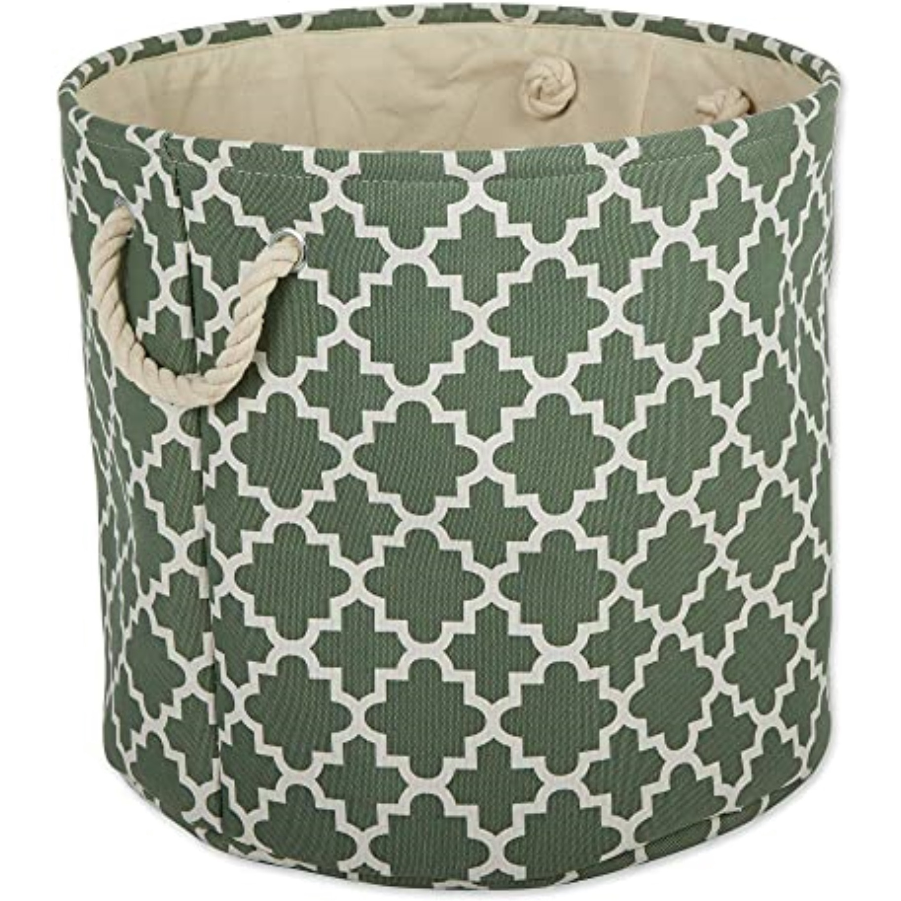DII Polyester Bin Lattice Artichoke Green Round Large