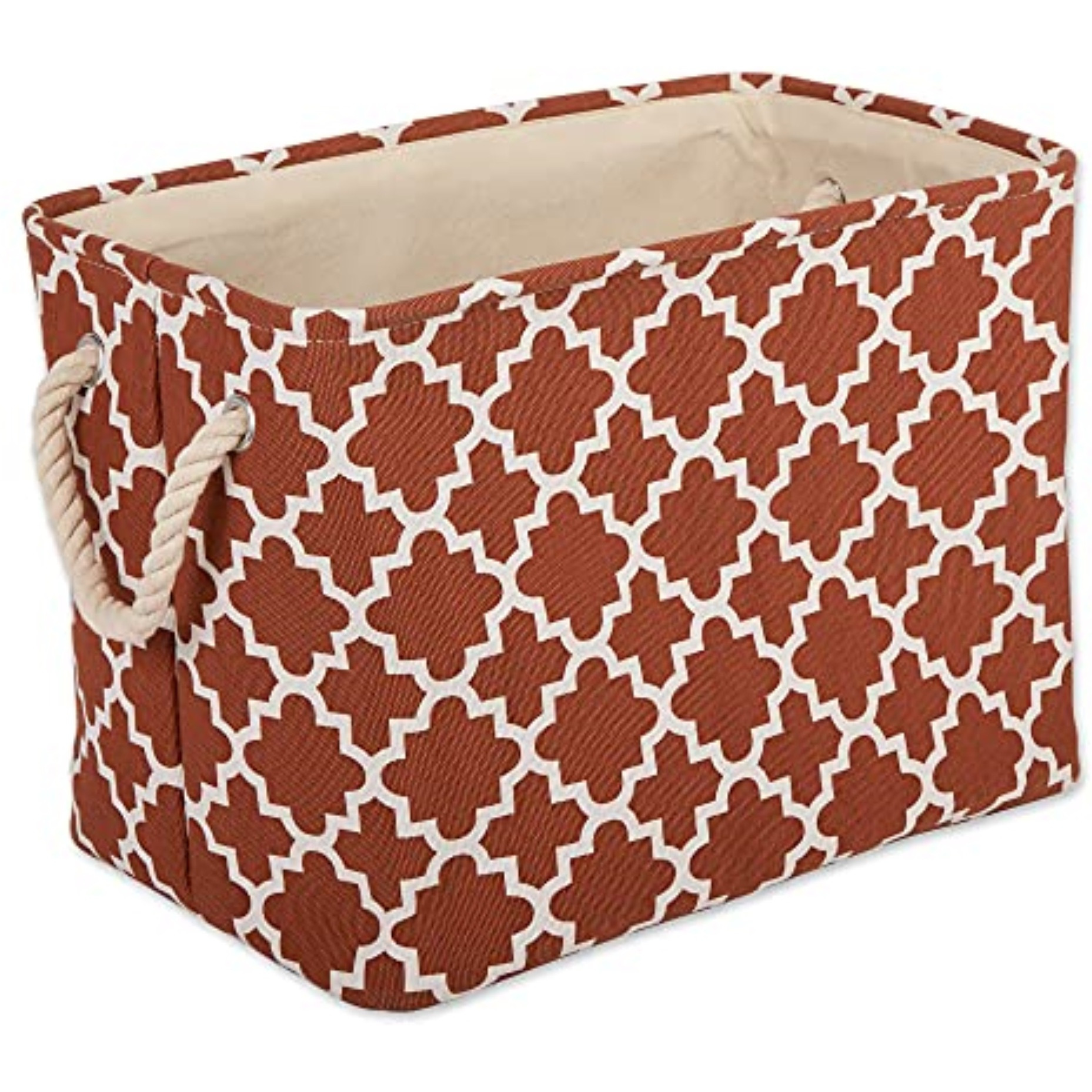 DII Polyester Bin Lattice Cinnamon Rectangle Small