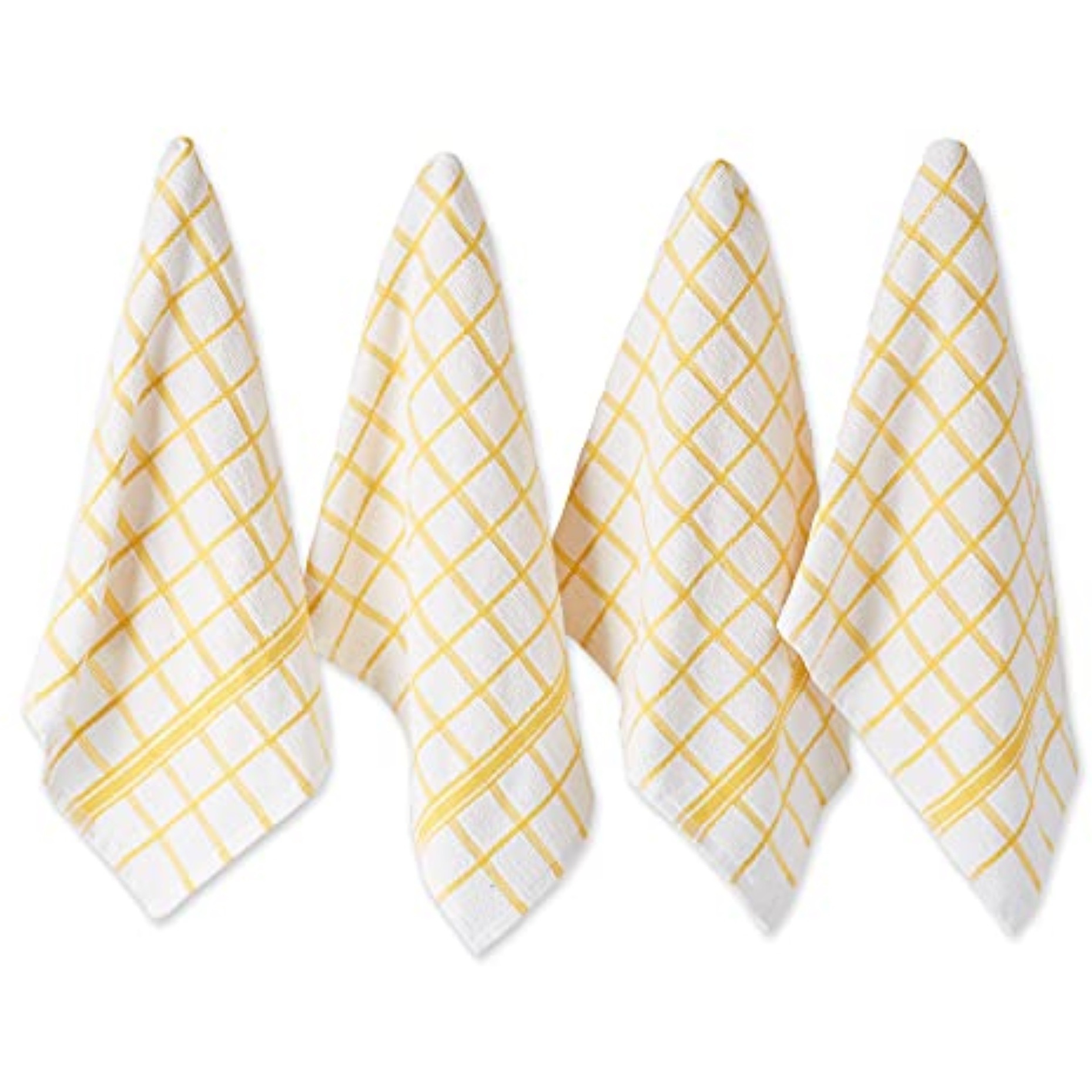 DII Yellow Windowpane Terry Dishtowel 4 Piece