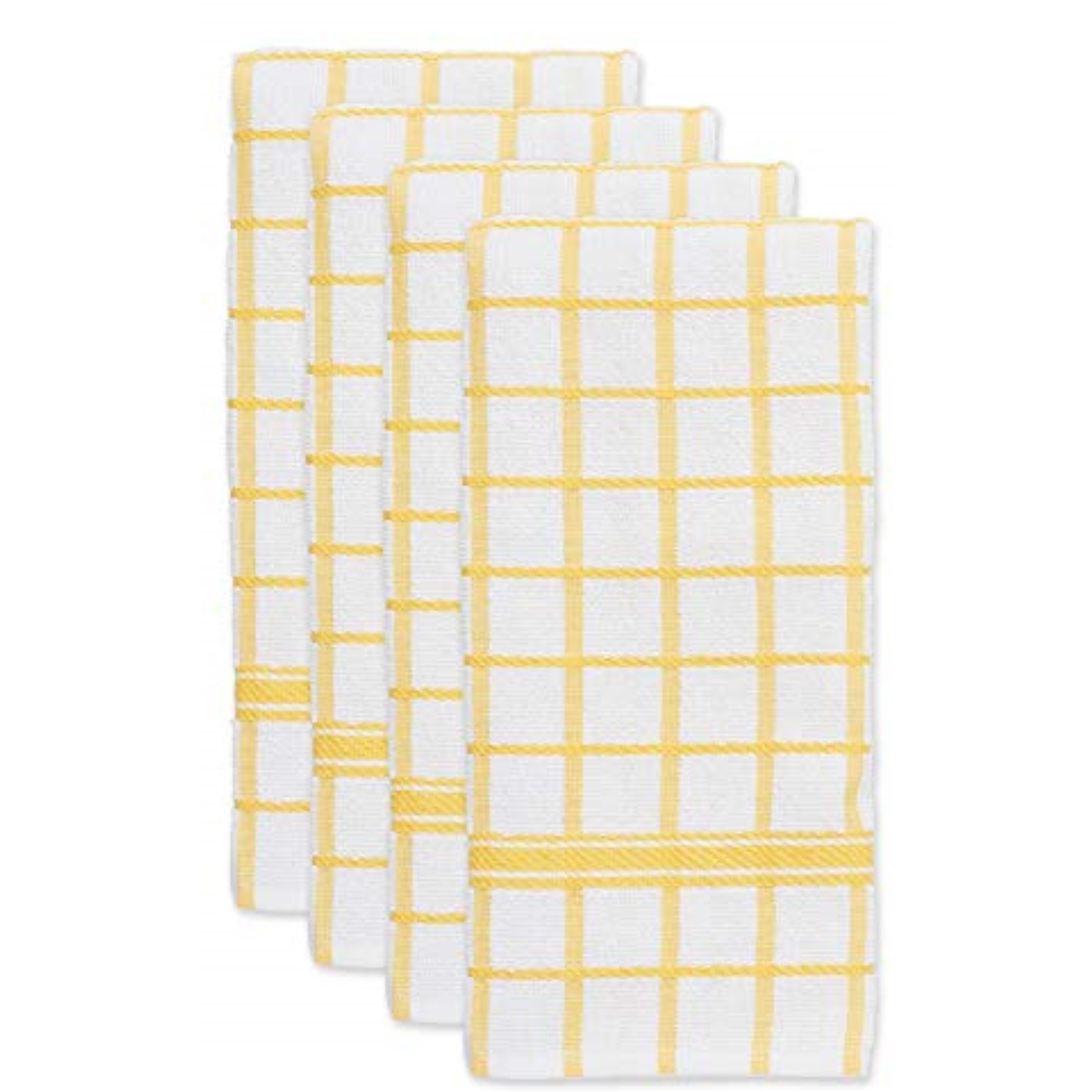 DII Yellow Windowpane Terry Dishtowel 4 Piece