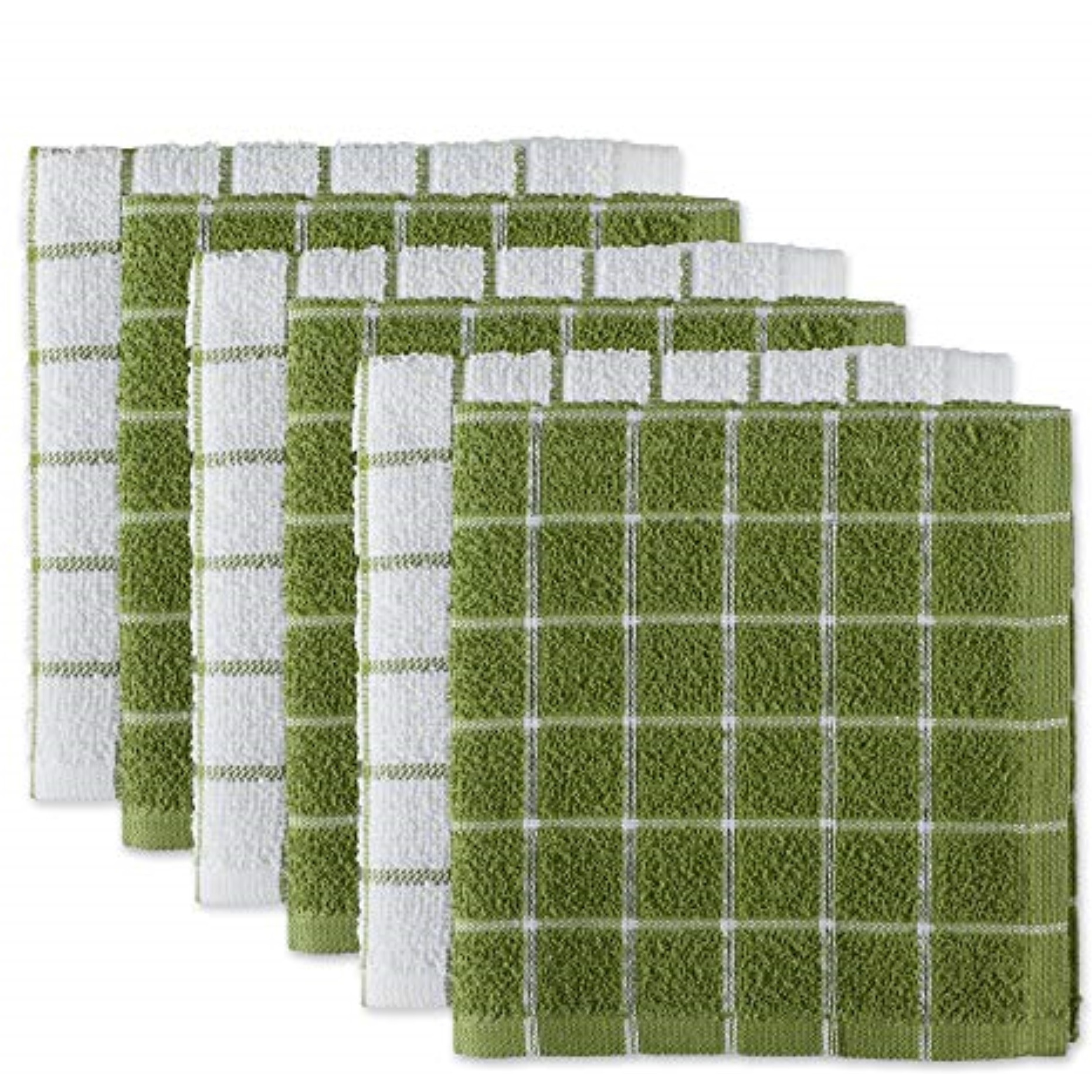 DII Antique Green Combo Windowpane Dishcloth Set of 6