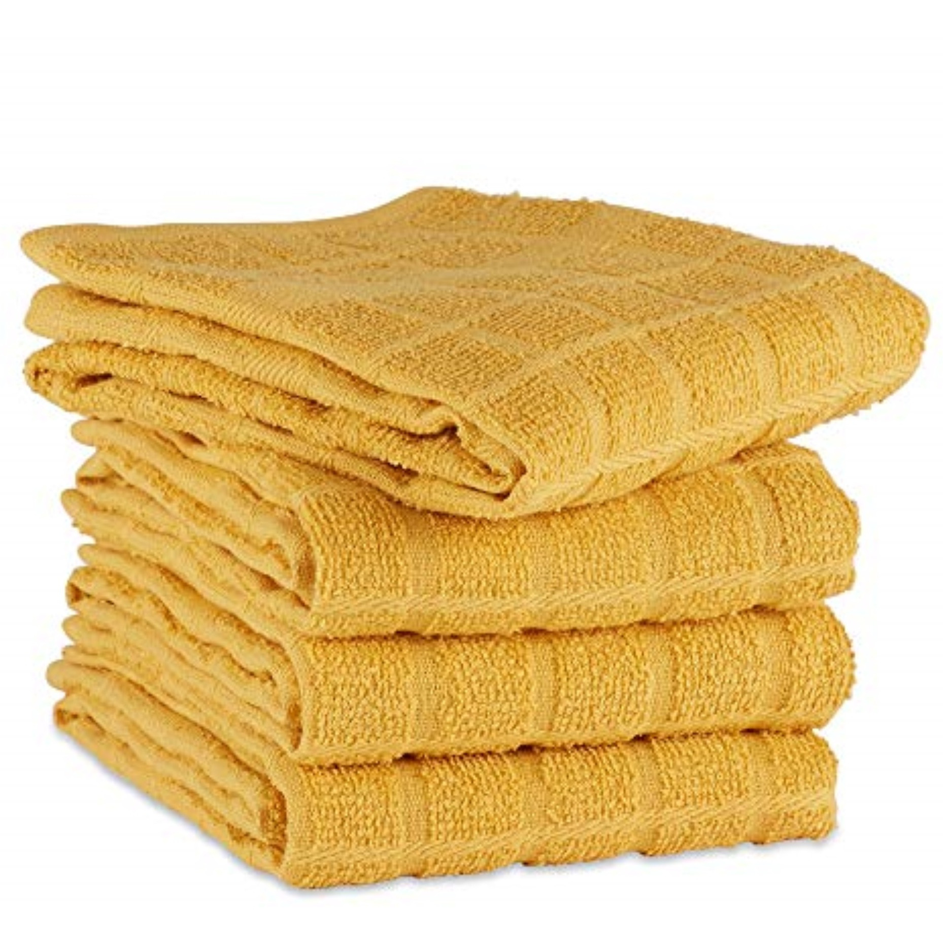 DII Solid Honey Gold Windowpane Terry Dishtowel 4 Piece