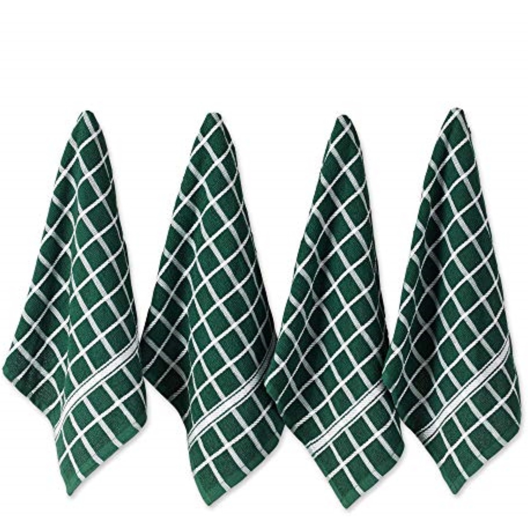 DII Dark Green Solid Windowpane Terry Dishtowel 4 Piece