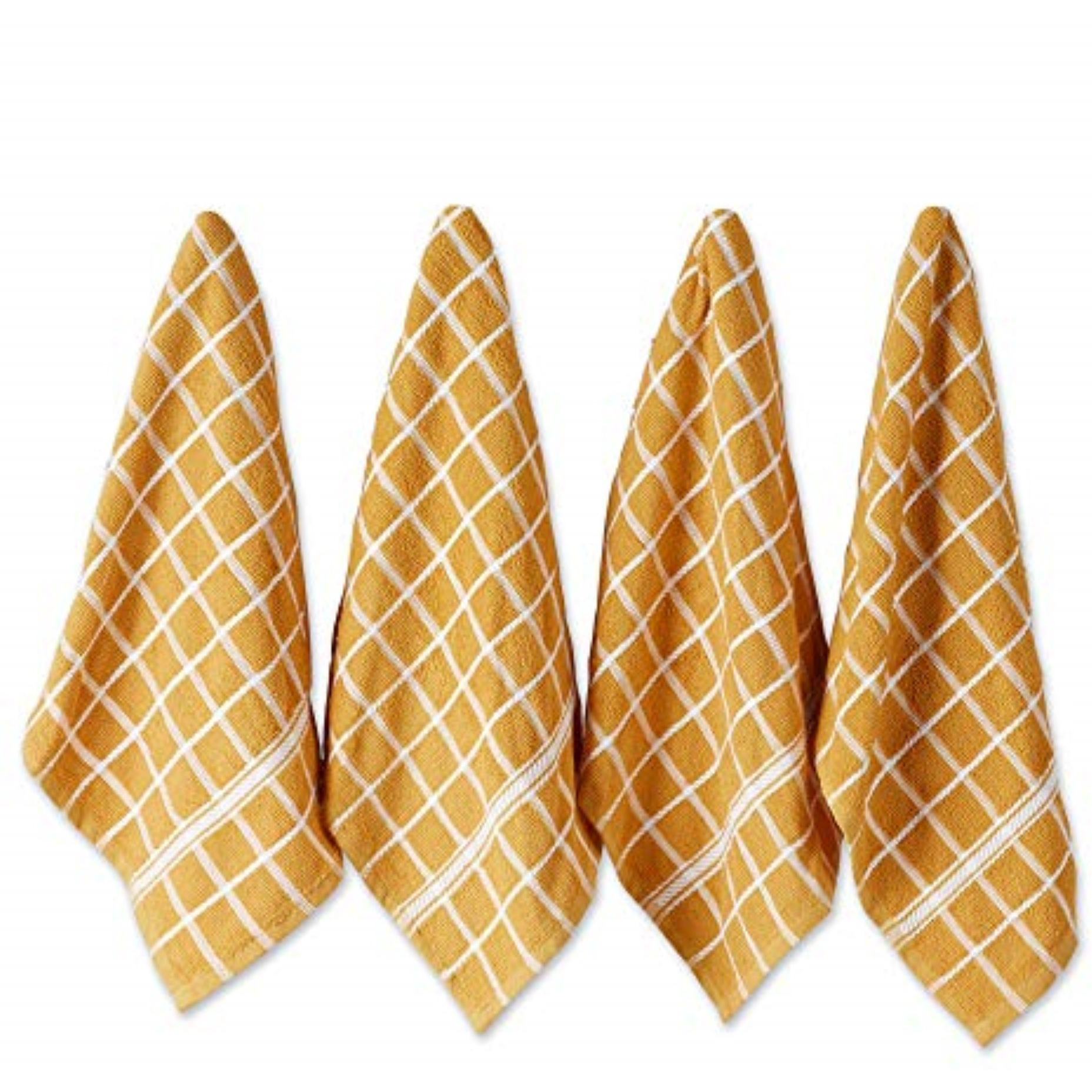 DII Honey Gold Solid Windowpane Terry Dishtowel 4 Piece
