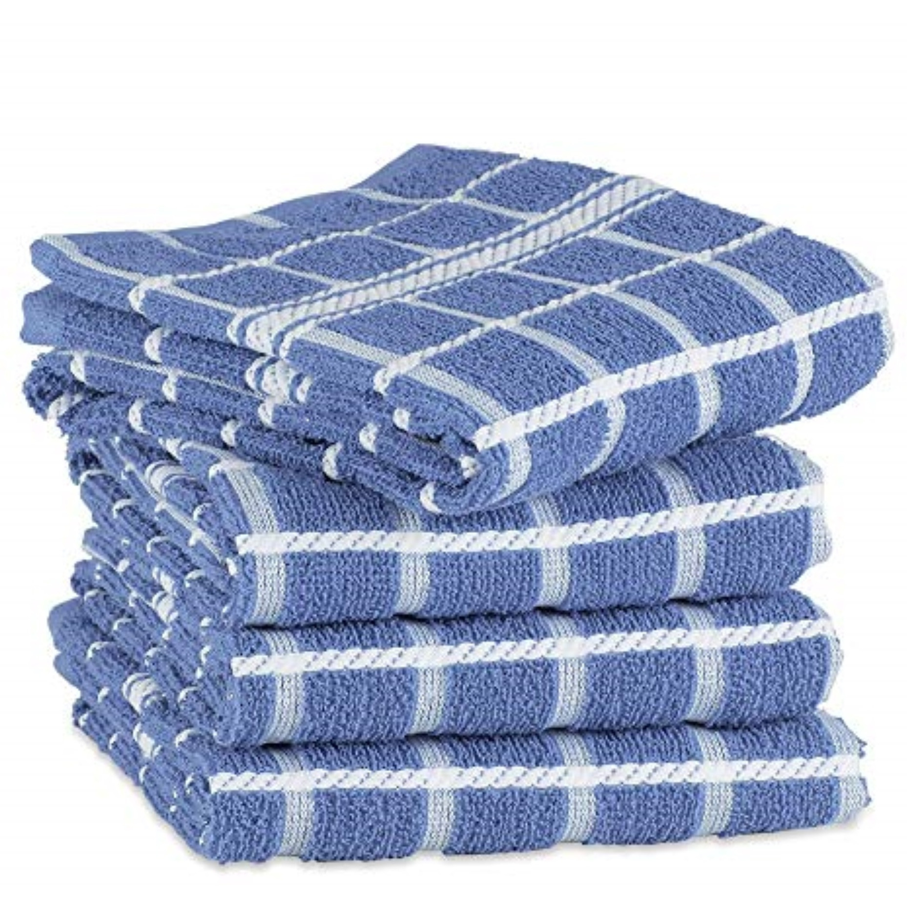 DII Stonewash Blue Solid Windowpane Terry Dishtowel 4 Piece
