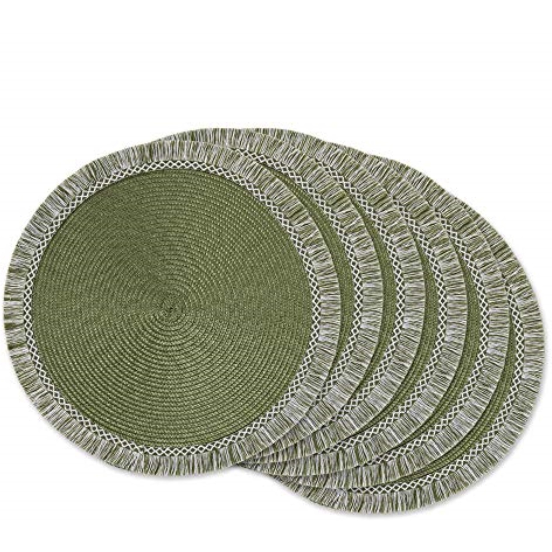 DII Sage Round Fringed Placemat Set of 6