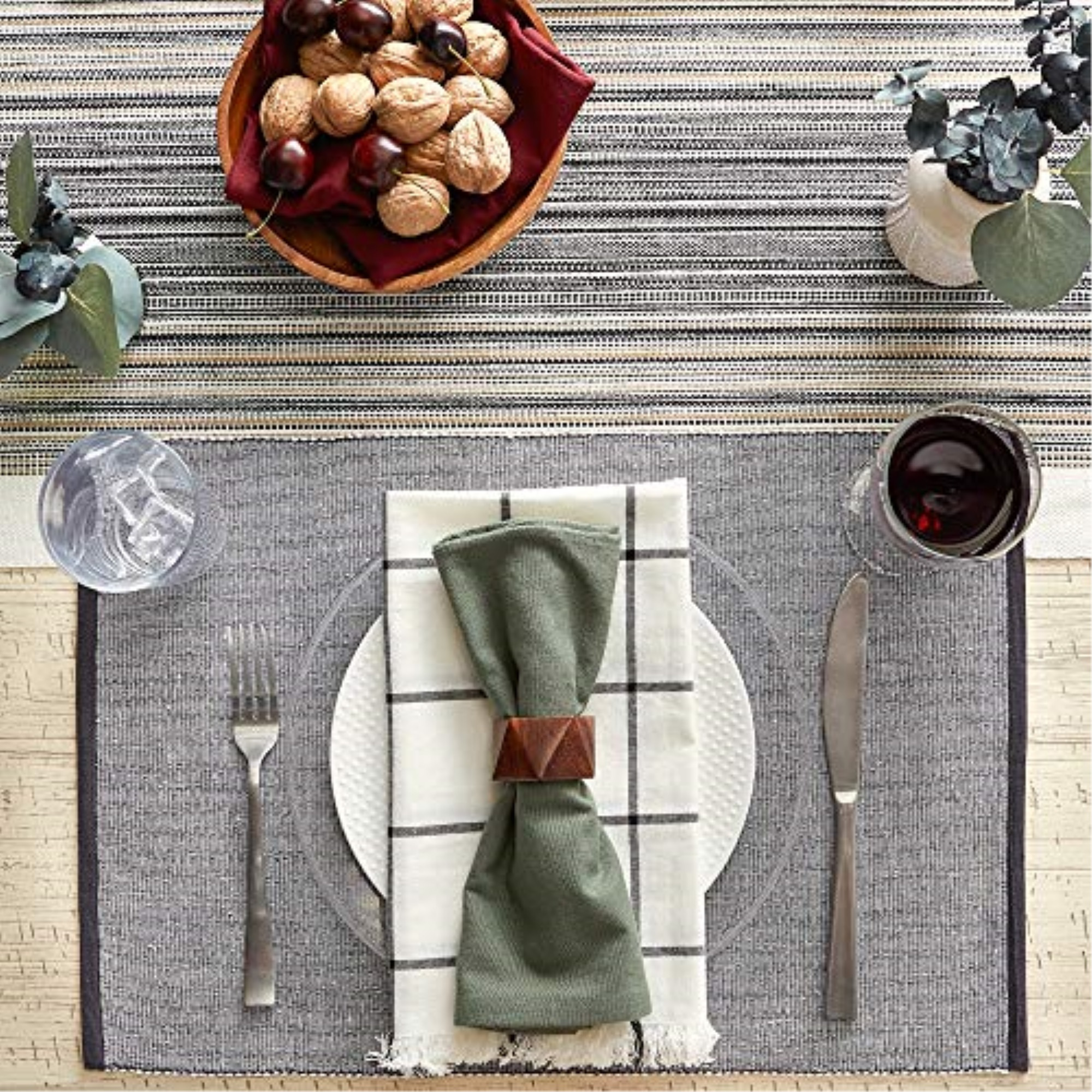 DII Mineral Eco-Friendly Chambray Fine Ribbed Placemat 6 Piece