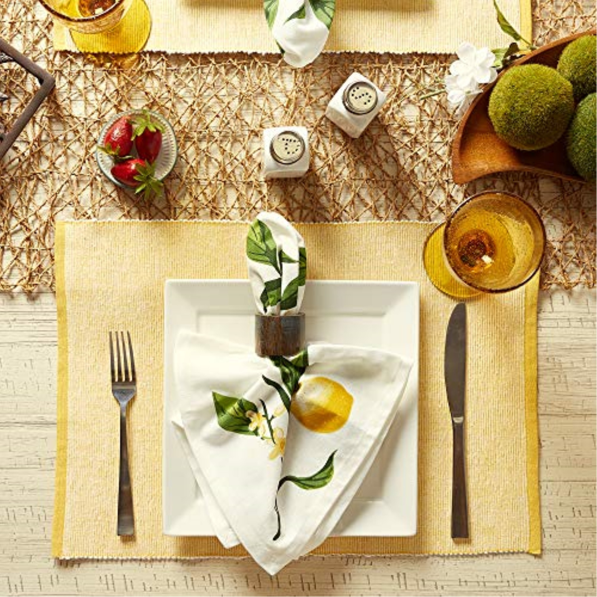 DII Honey Gold Eco-Friendly Chambray Fine Ribbed Placemat 6 Piece