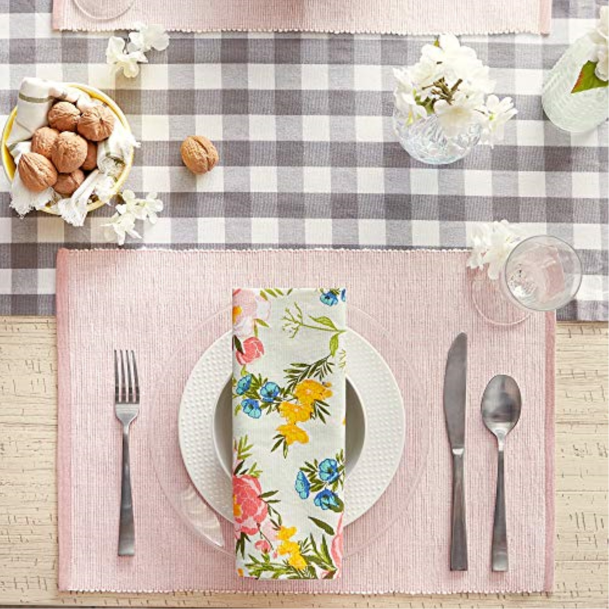 DII Pale Mauve Eco-Friendly Chambray Fine Ribbed Placemat 6 Piece