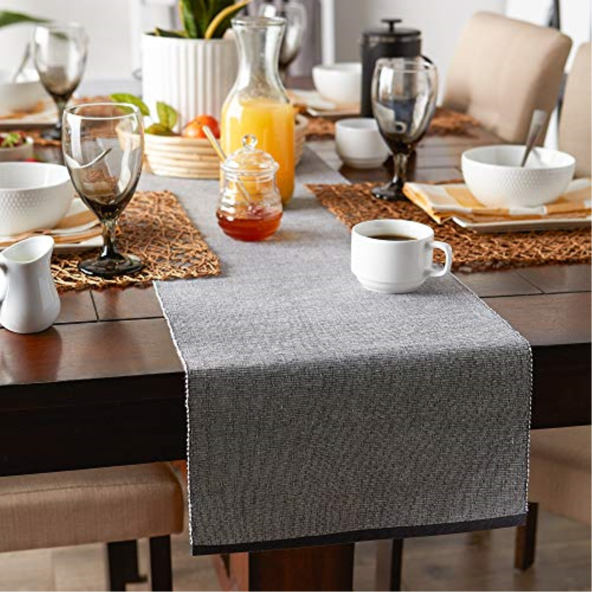 DII Mineral Eco-Friendly Chambray Fine Ribbed Table Runner 13x72 inches