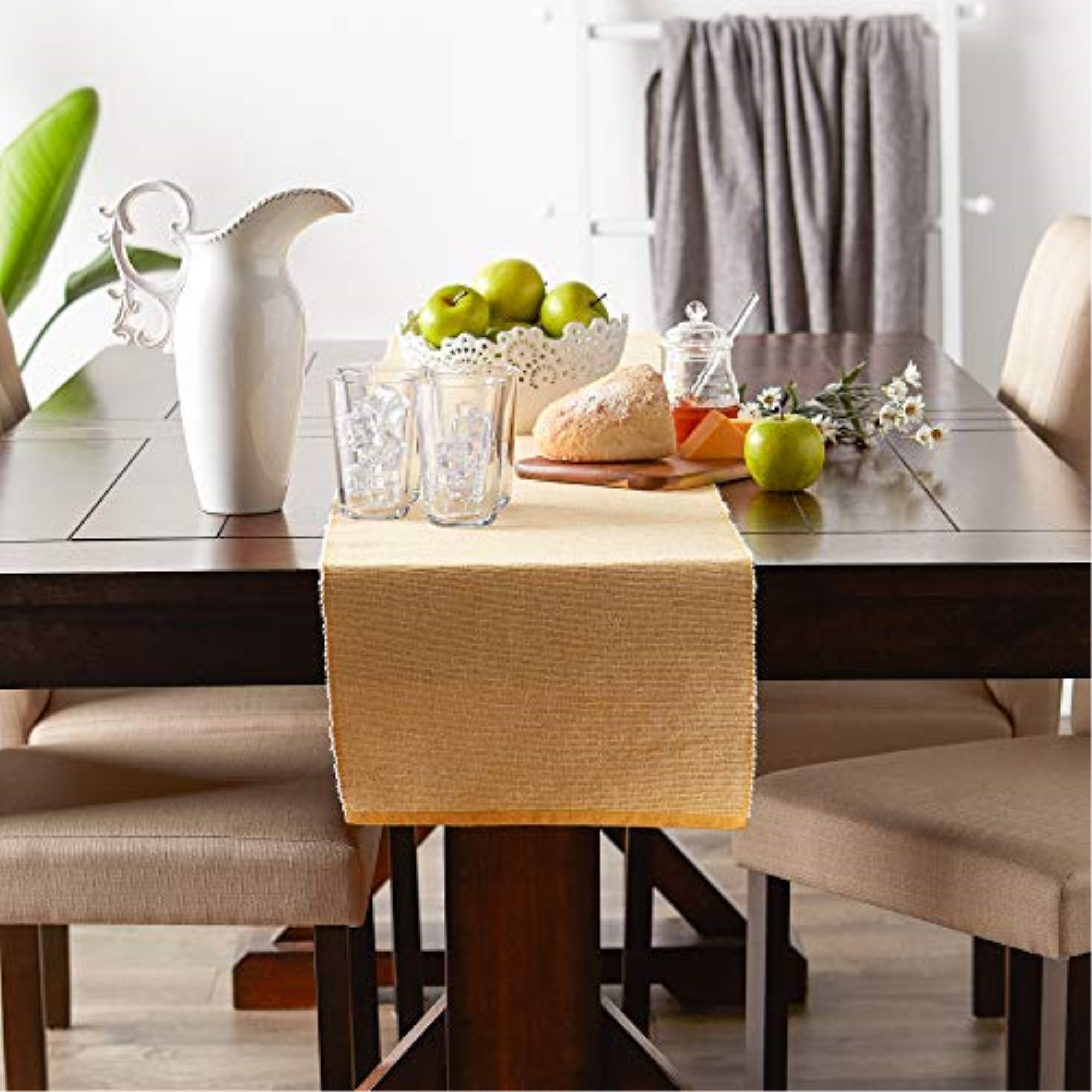 DII Honey Gold Eco-Friendly Chambray Fine Ribbed Table Runner 13x72 inches