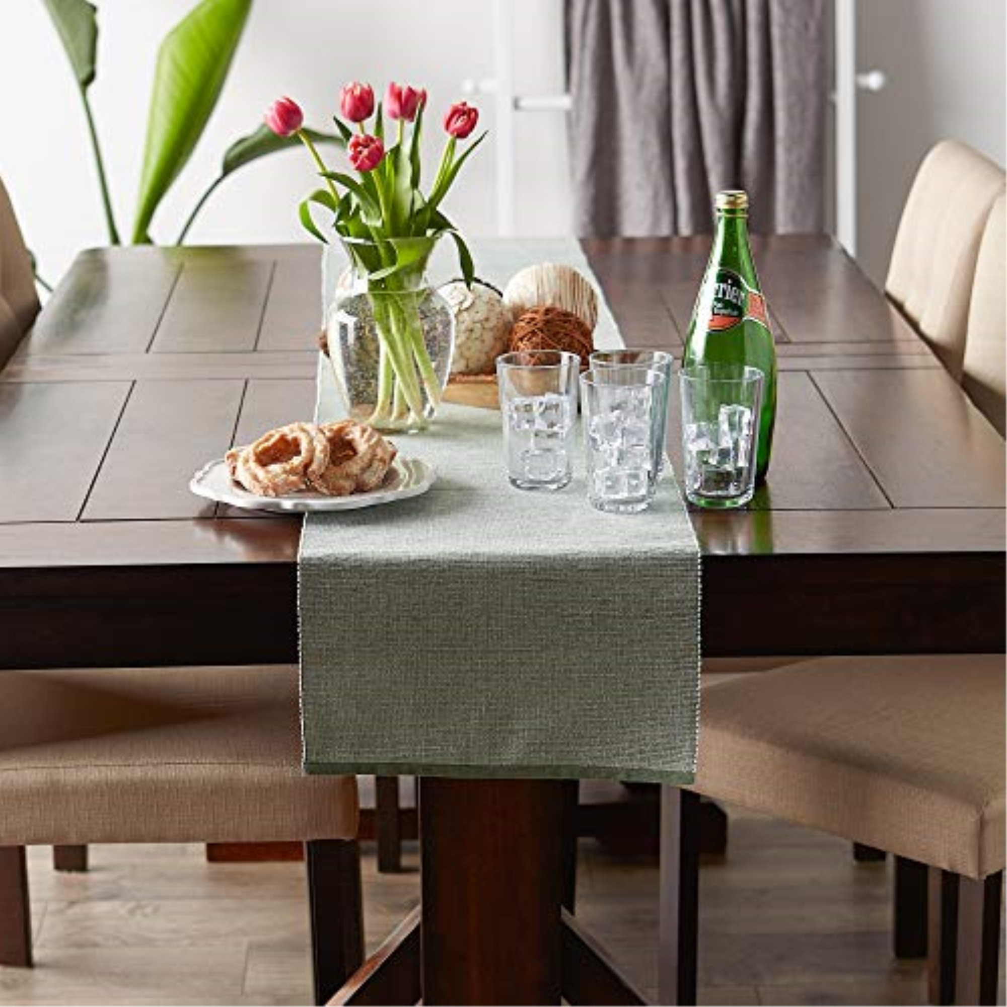 DII Artichoke Eco-Friendly Chambray Fine Ribbed Table Runner 13x72 inches