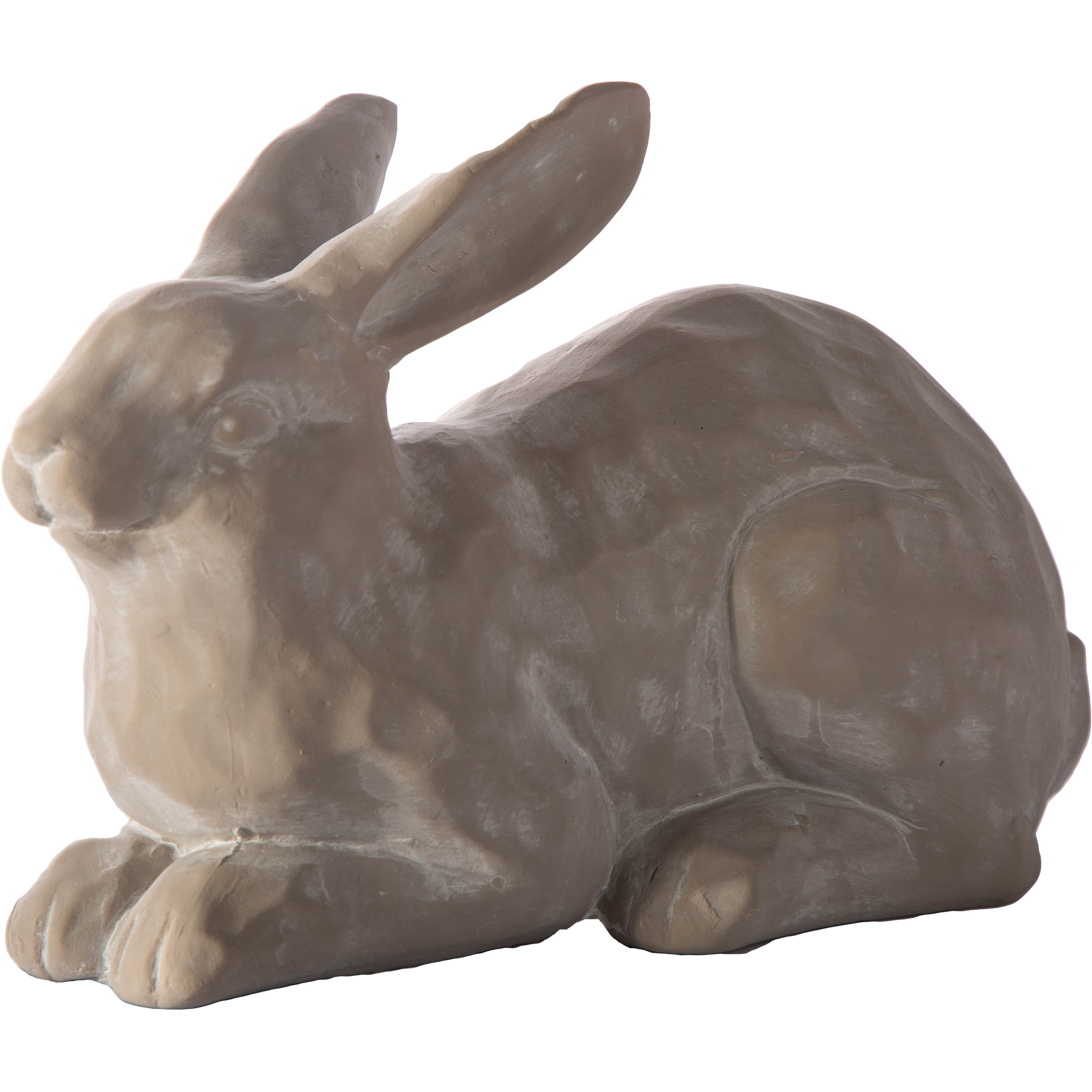 Terracotta Resting Rabbit Figurine Distressed Finish Gray