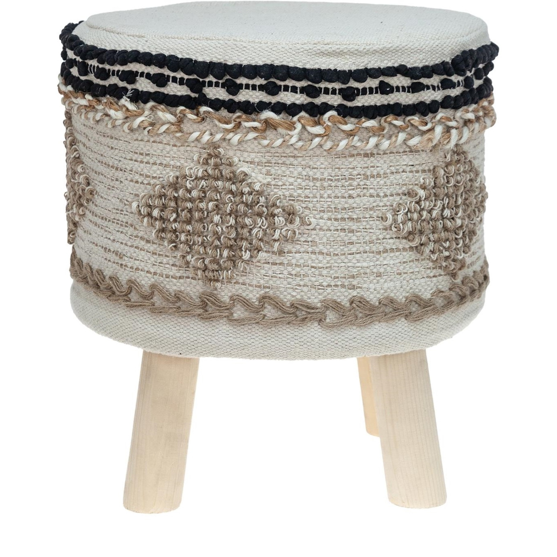 Parkland Collection Guroom Transitional Beige Cotton Wooden Stool