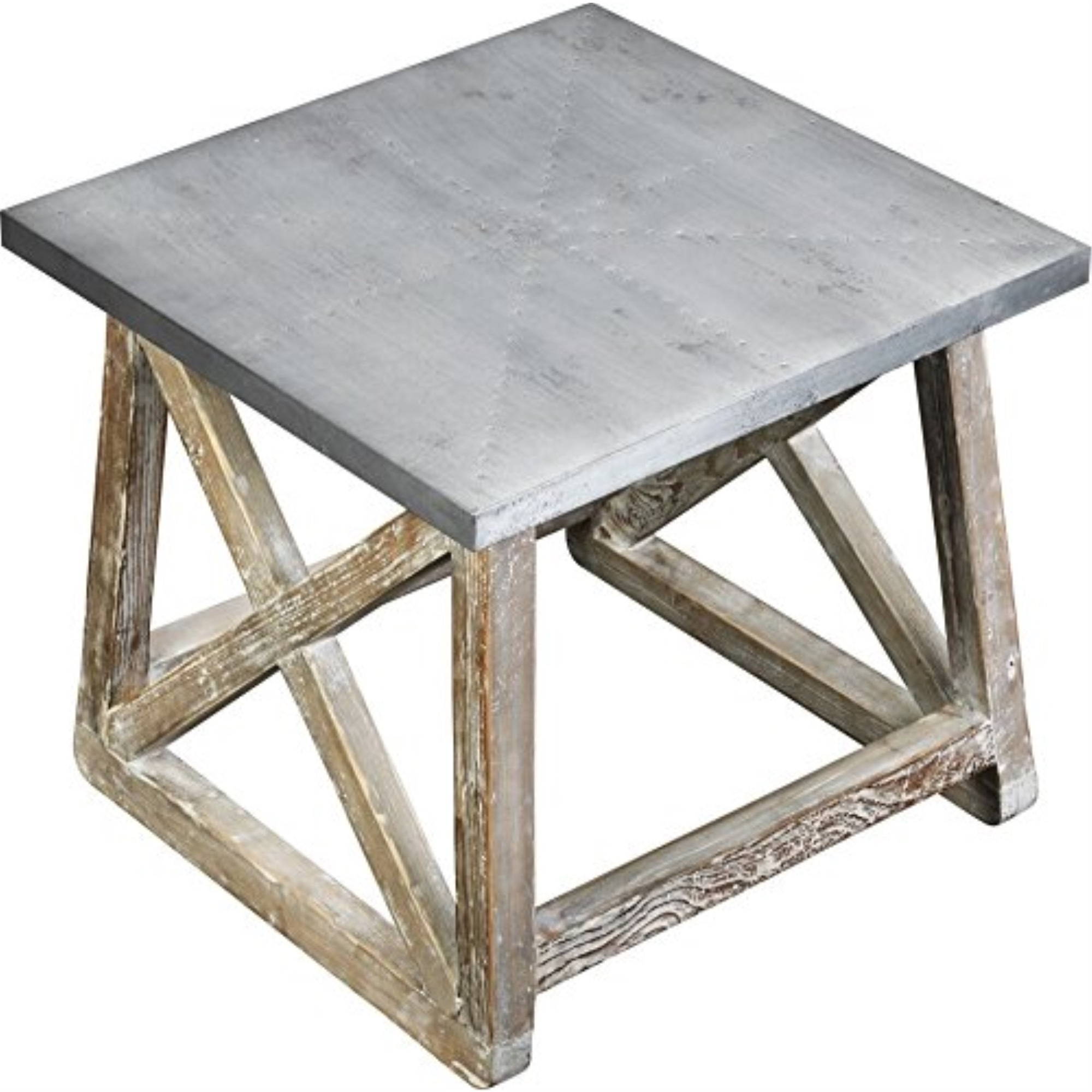 (MH) Martin Side Table, Natural / Zinc Top