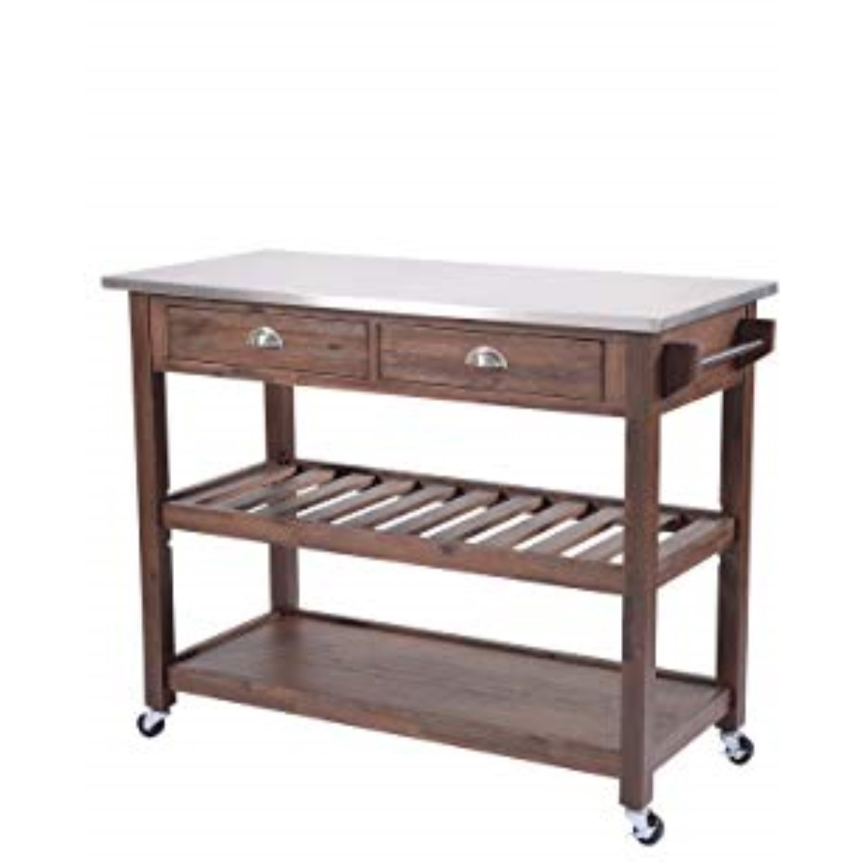 Sonoma Kitchen Cart with Stainless Steel Top [Chestnut Wire-Brush]