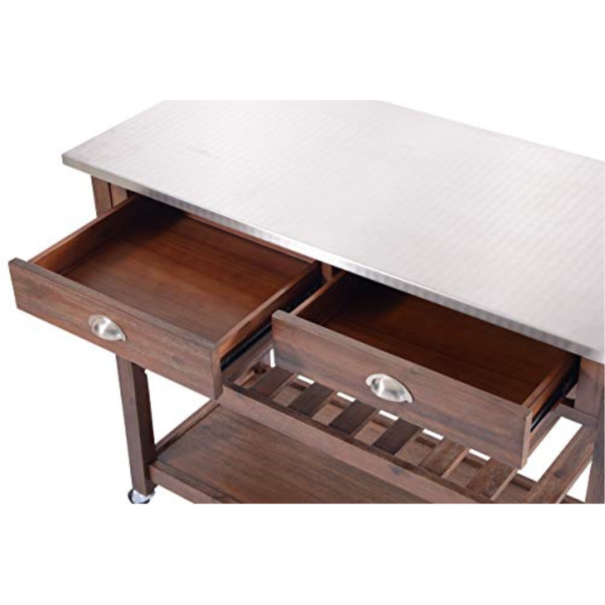 Sonoma Kitchen Cart with Stainless Steel Top [Chestnut Wire-Brush]