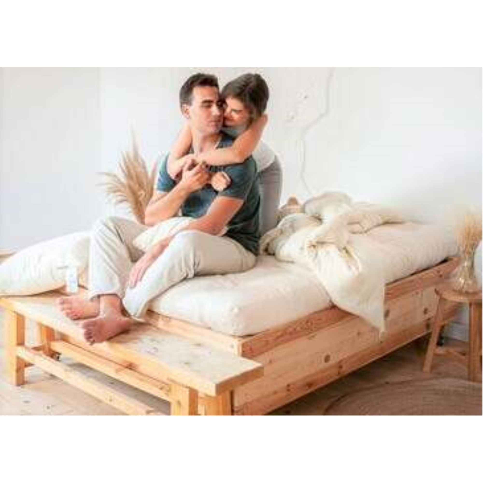 100% Organic Cotton and Wool Footstool  in Organic Twill Fabric Case