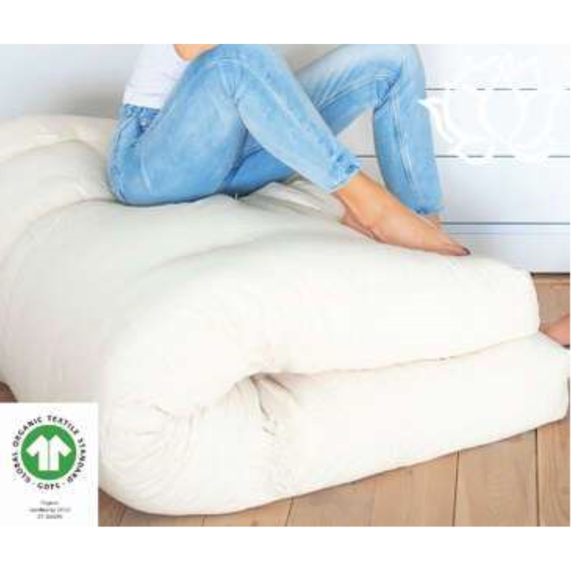 100% Organic Cotton and Wool Footstool  in Organic Twill Fabric Case
