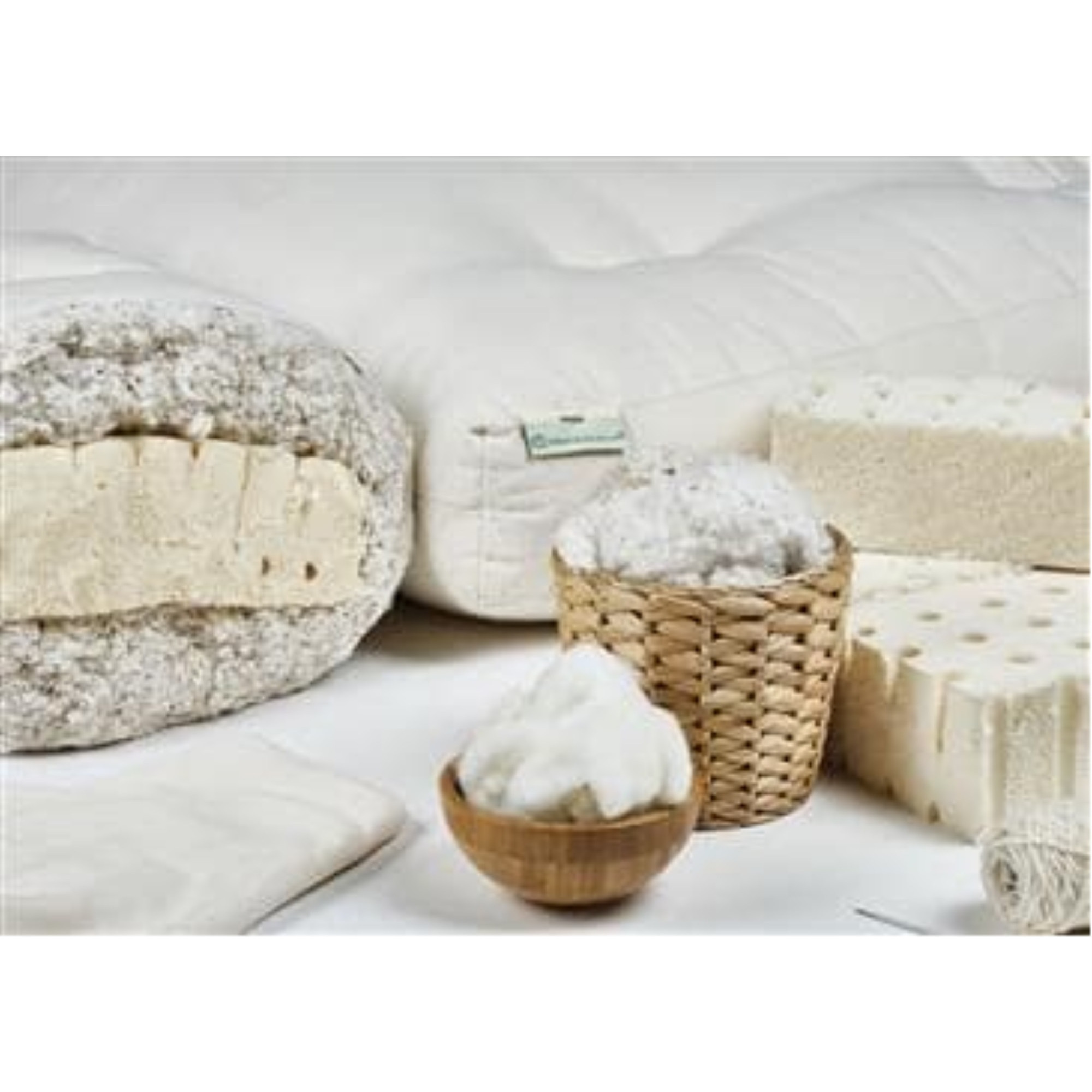 100% Organic Cotton and Wool Footstool with 3" Natural Latex core in Organic Twill Fabric Case