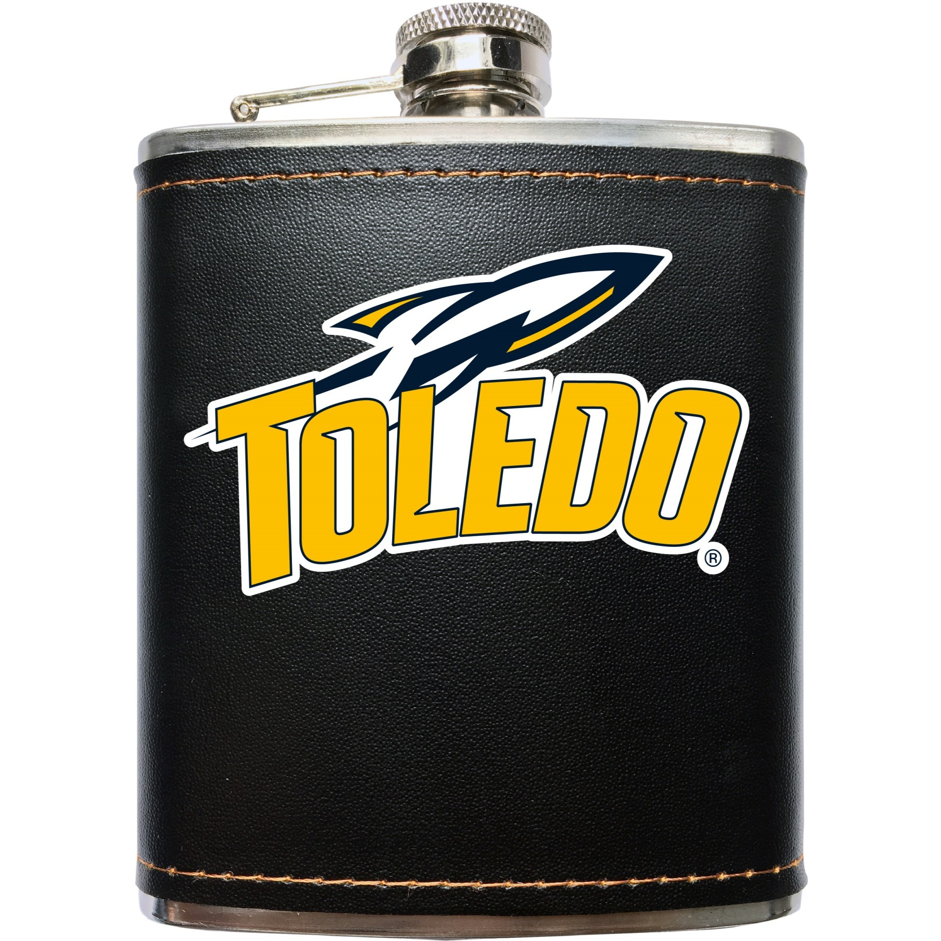 Toledo Rockets Black Leather Wrapped Stainless Steel 7 oz Flask
