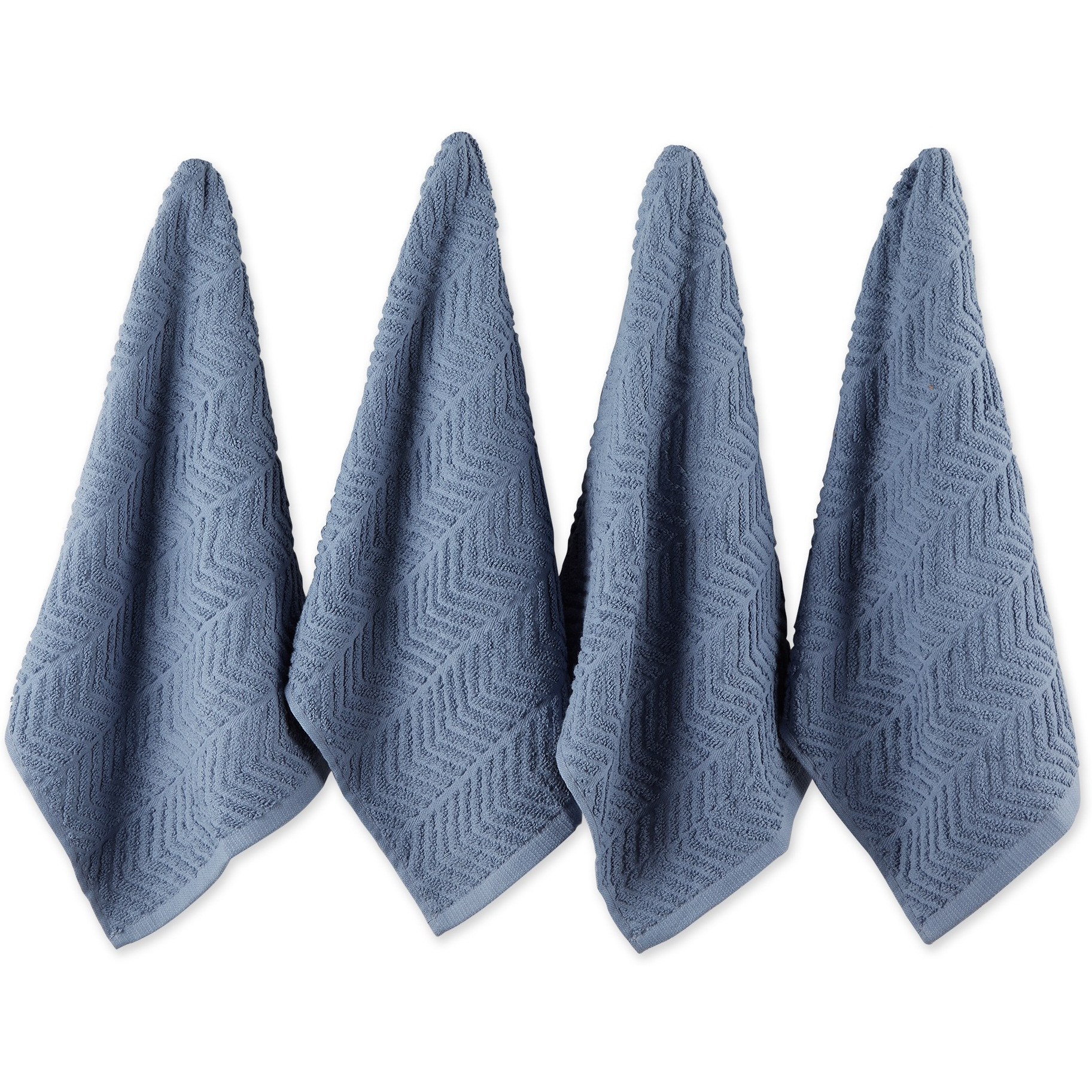DII Stonewash Blue  Chevron Luxury Barmop (Set of 4)