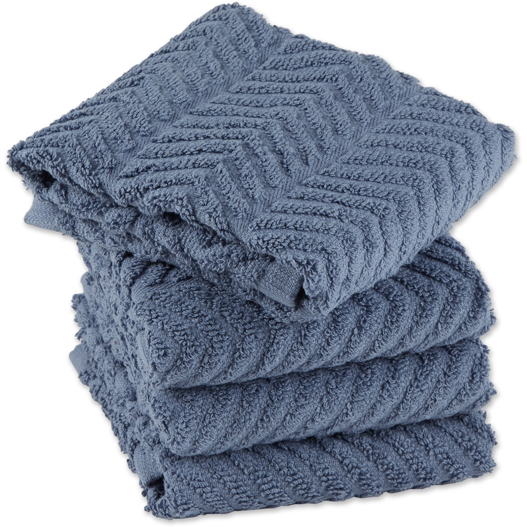 DII Stonewash Blue  Chevron Luxury Barmop (Set of 4)