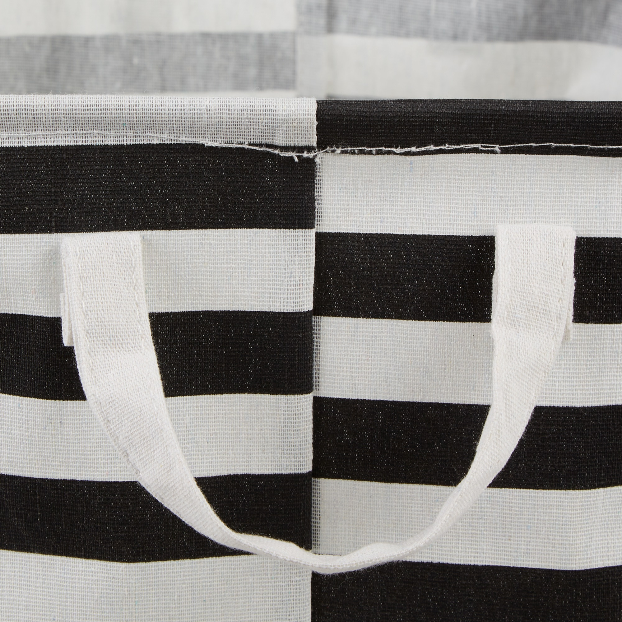 DII PE-Coated Cotton Polyester Laundry Bin Stripe Blackrectangle Extra Large 12.5x17.5x10.5 (Set of 2)