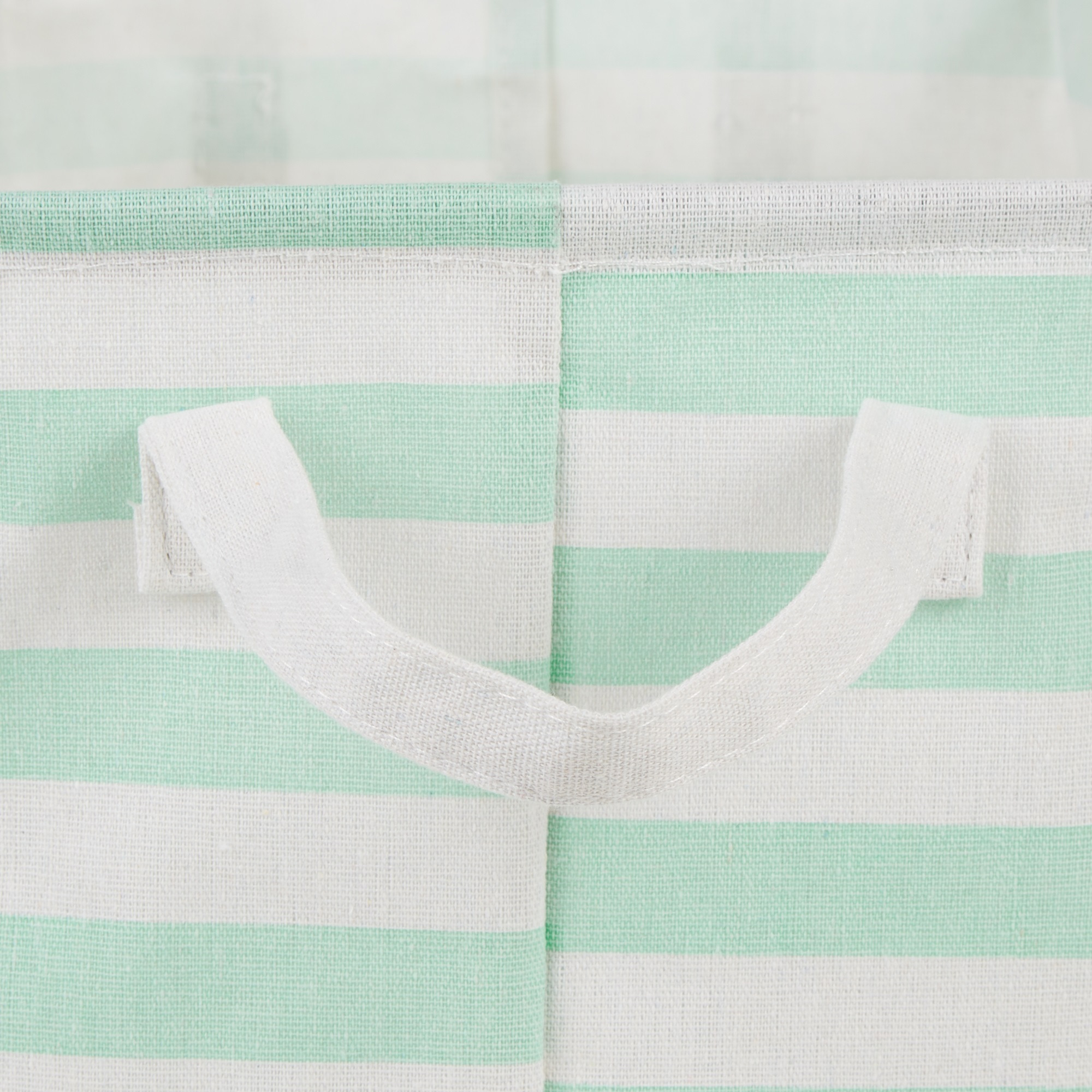 DII PE-Coated Cotton Polyester Laundry Bin Stripe Aqua Rectangle Extra Large 12.5x17.5x10.5 (Set of 2)
