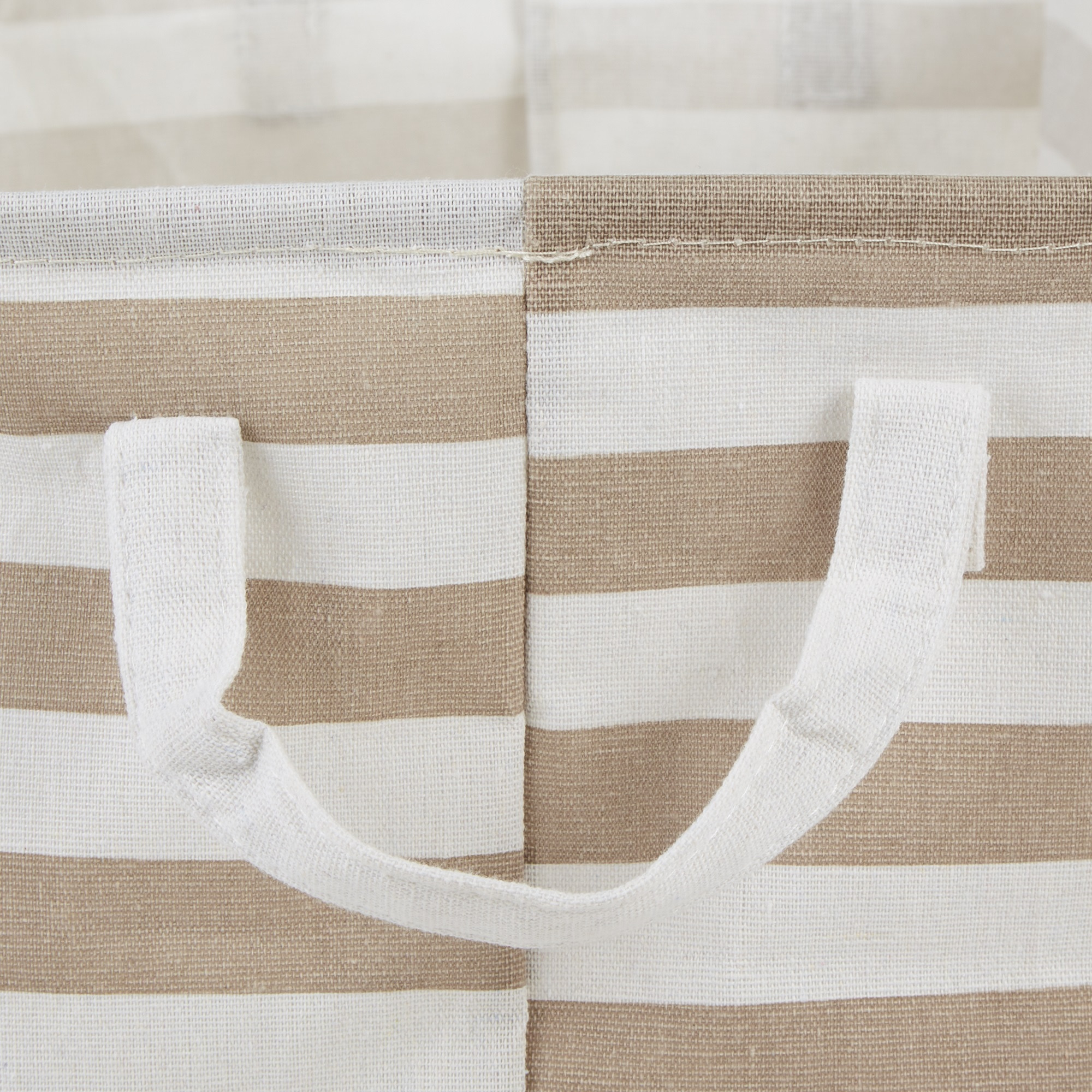 DII PE-Coated Cotton Polyester Laundry Bin Stripe Stone Rectangle Extra Large 12.5x17.5x10.5 (Set of 2)