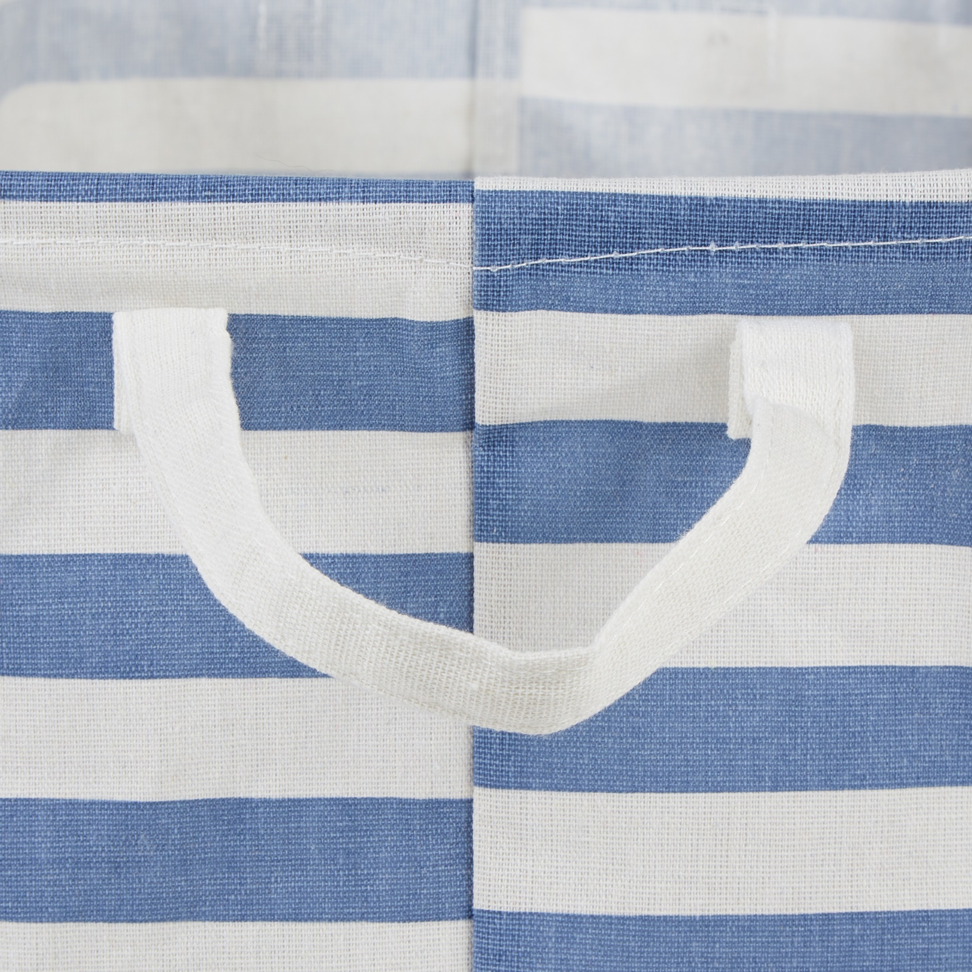 DII PE-Coated Cotton Polyester Laundry Bin Stripe French Blue Rectangle Large 10.5x17.5x10.5 (Set of 2)