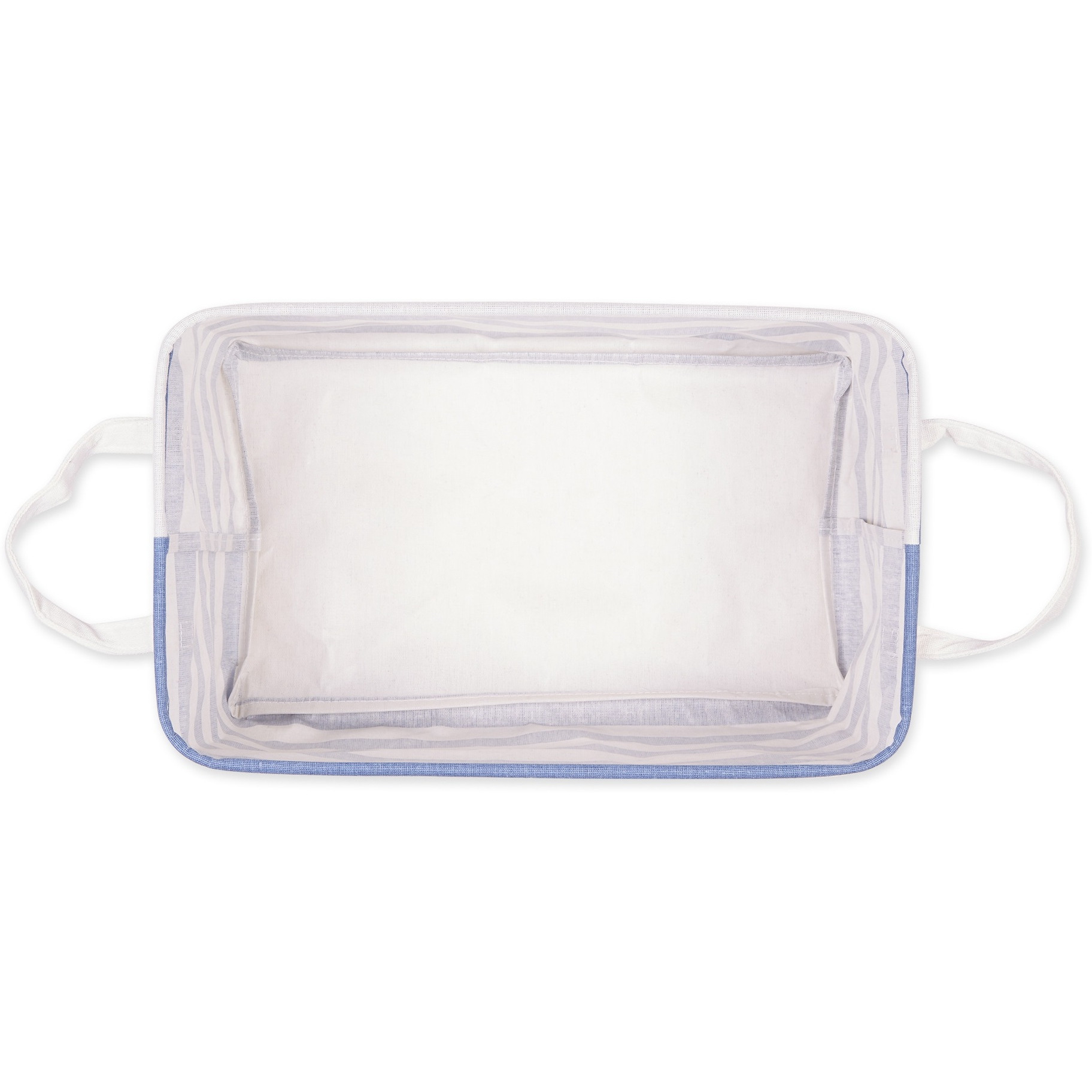 DII PE-Coated Cotton Polyester Laundry Bin Stripe French Blue Rectangle Large 10.5x17.5x10.5 (Set of 2)