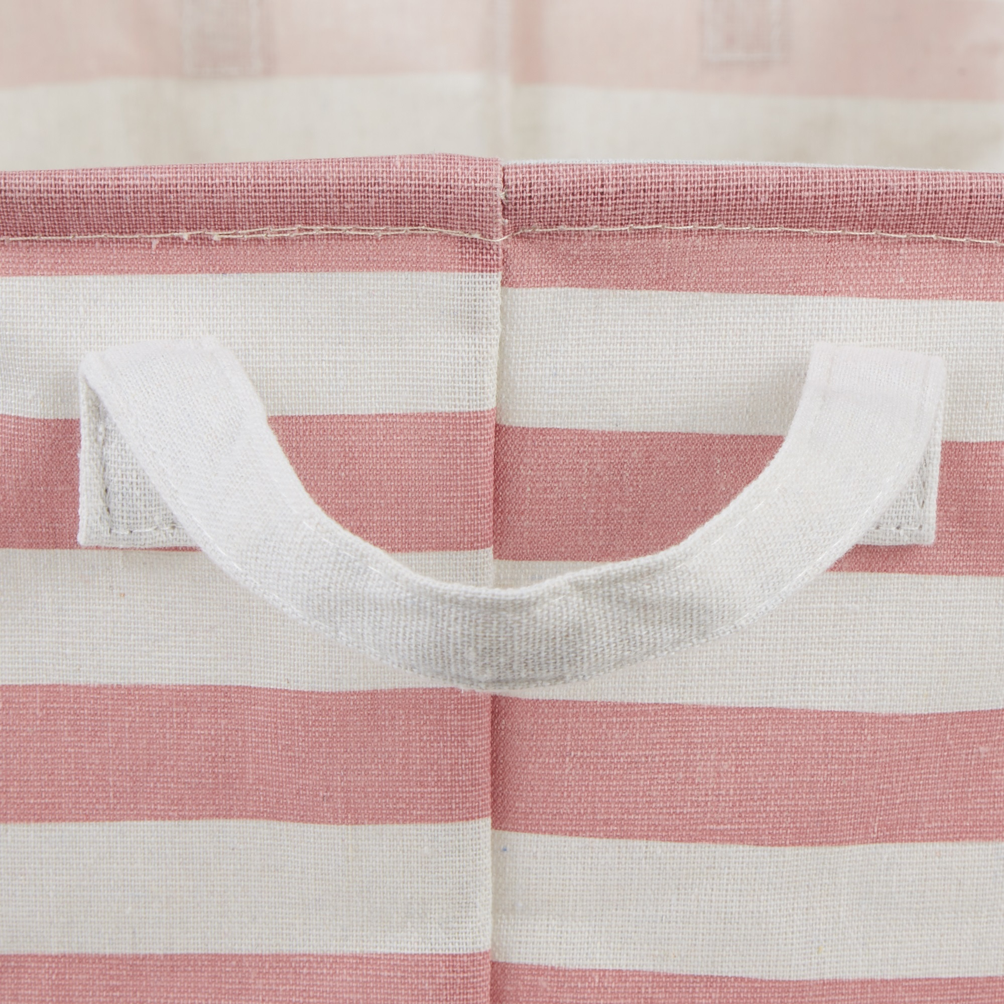 DII PE-Coated Cotton Polyester Laundry Bin Stripe Rose Rectangle Large 10.5x17.5x10.5 (Set of 2)