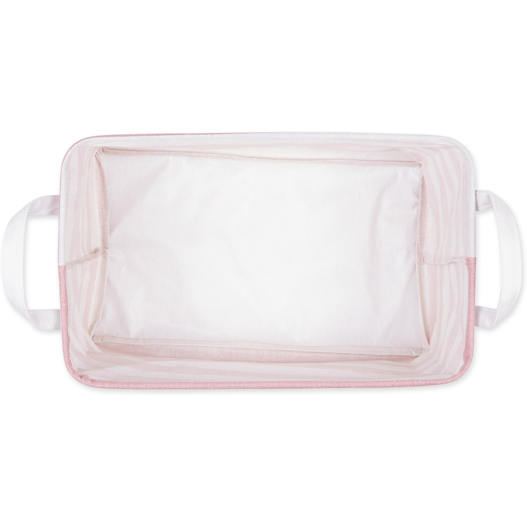 DII PE-Coated Cotton Polyester Laundry Bin Stripe Rose Rectangle Large 10.5x17.5x10.5 (Set of 2)